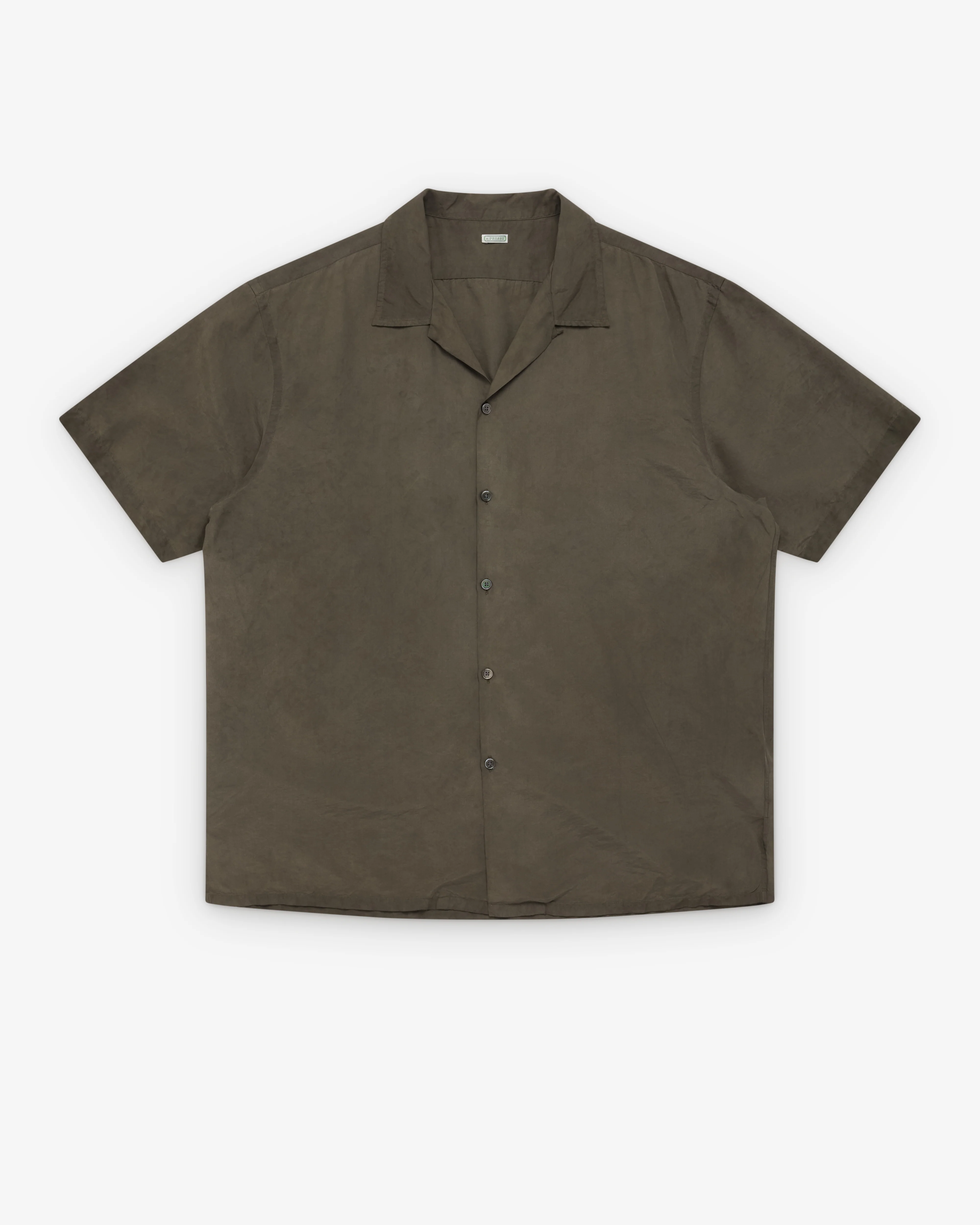 A.Presse - Men's Natural Dyed Silk S/S Shirt - (Olive)