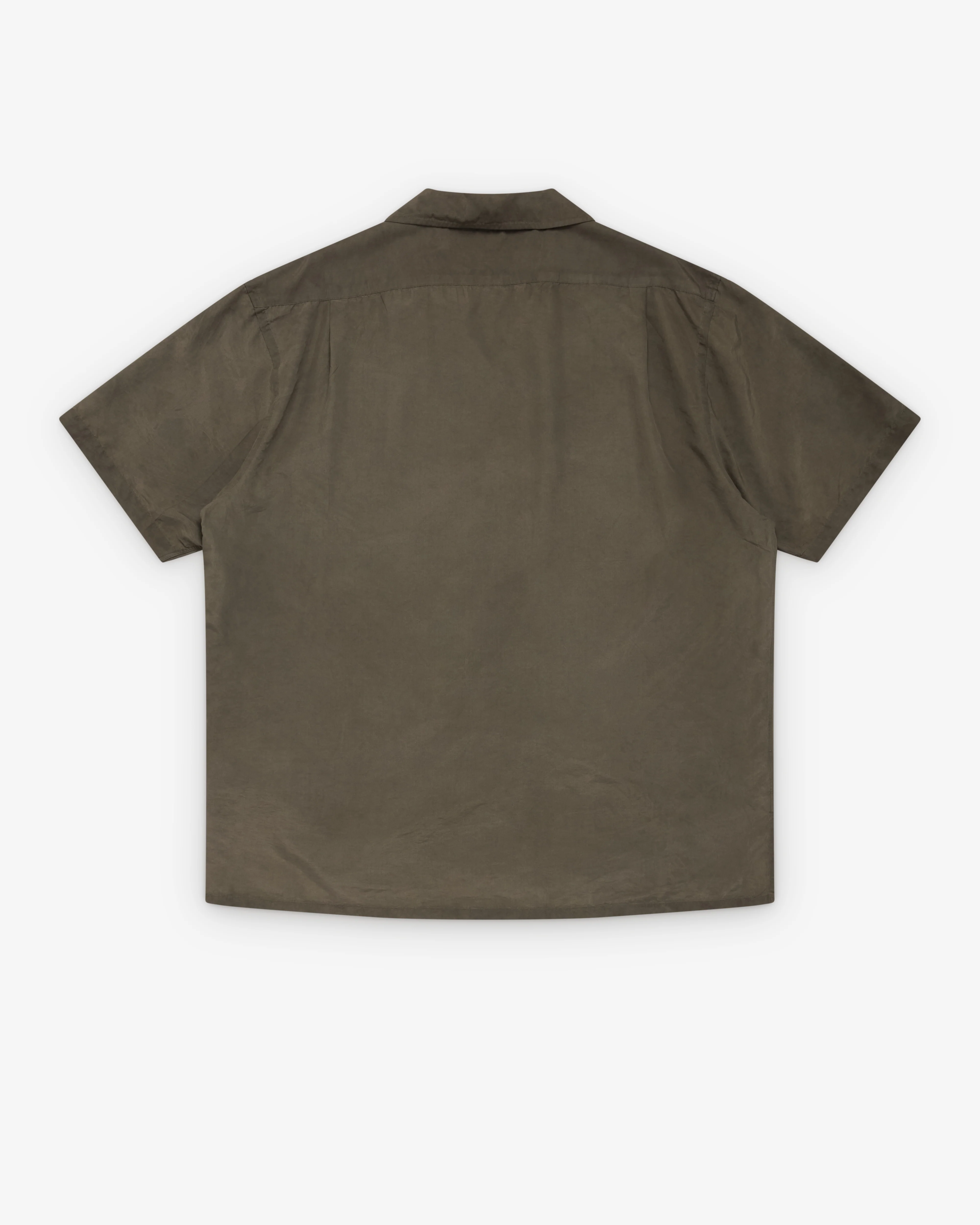 A.Presse - Men's Natural Dyed Silk S/S Shirt - (Olive) - Image 2