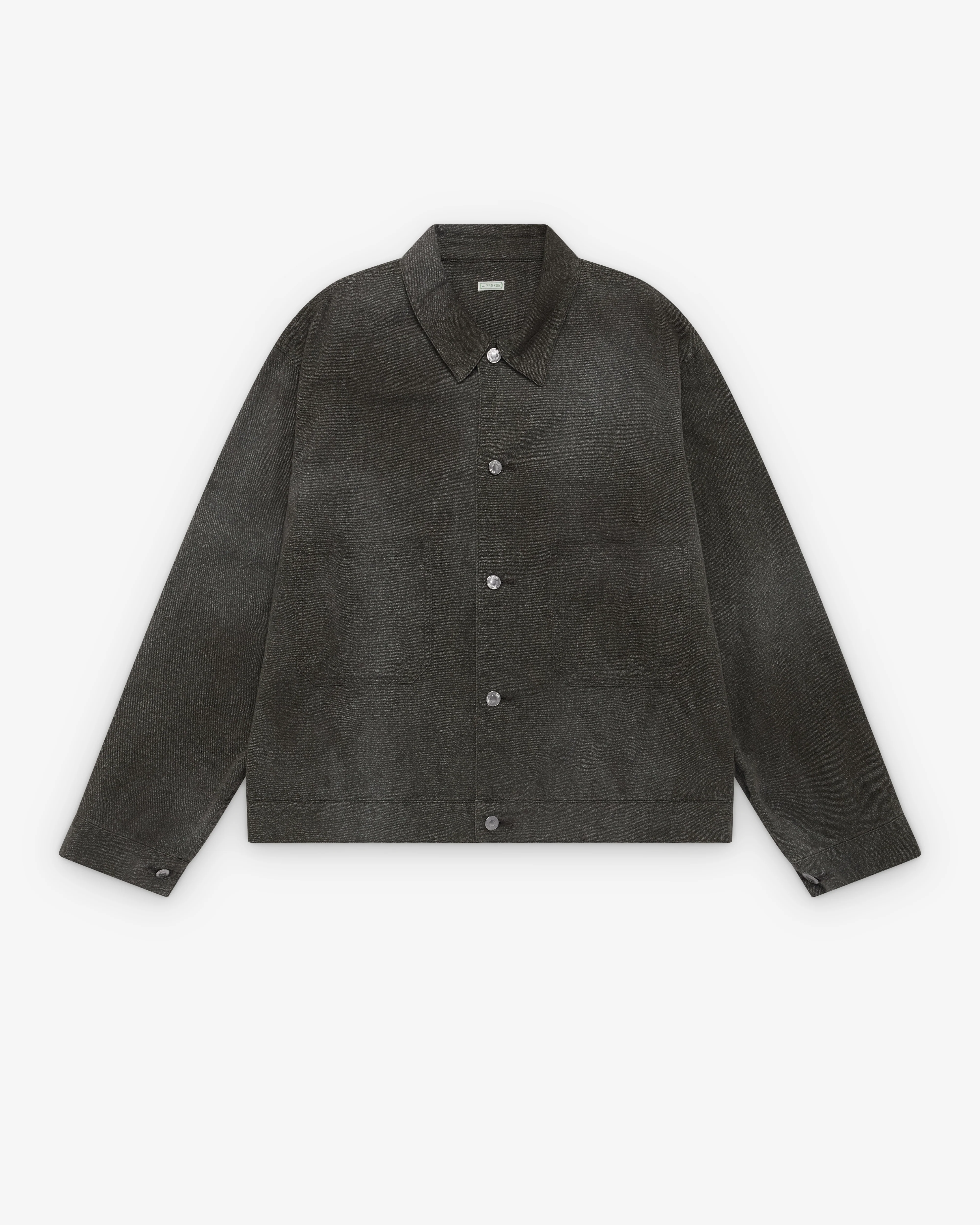 A.Presse - Men's Vintage Black Chambray Work Jacket - (Black)