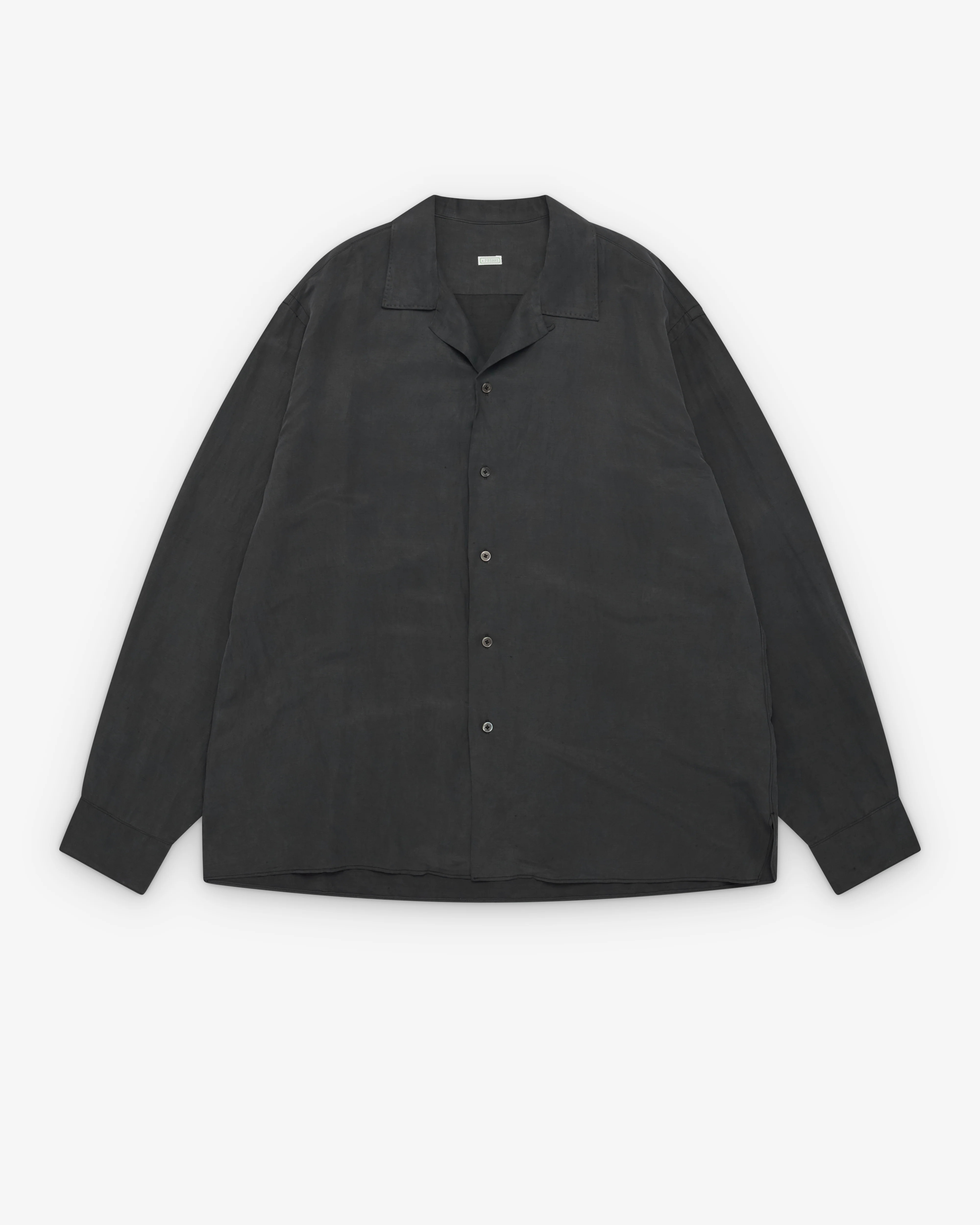 A.Presse - Men's Vintage Open Collar Shirt - (Black)
