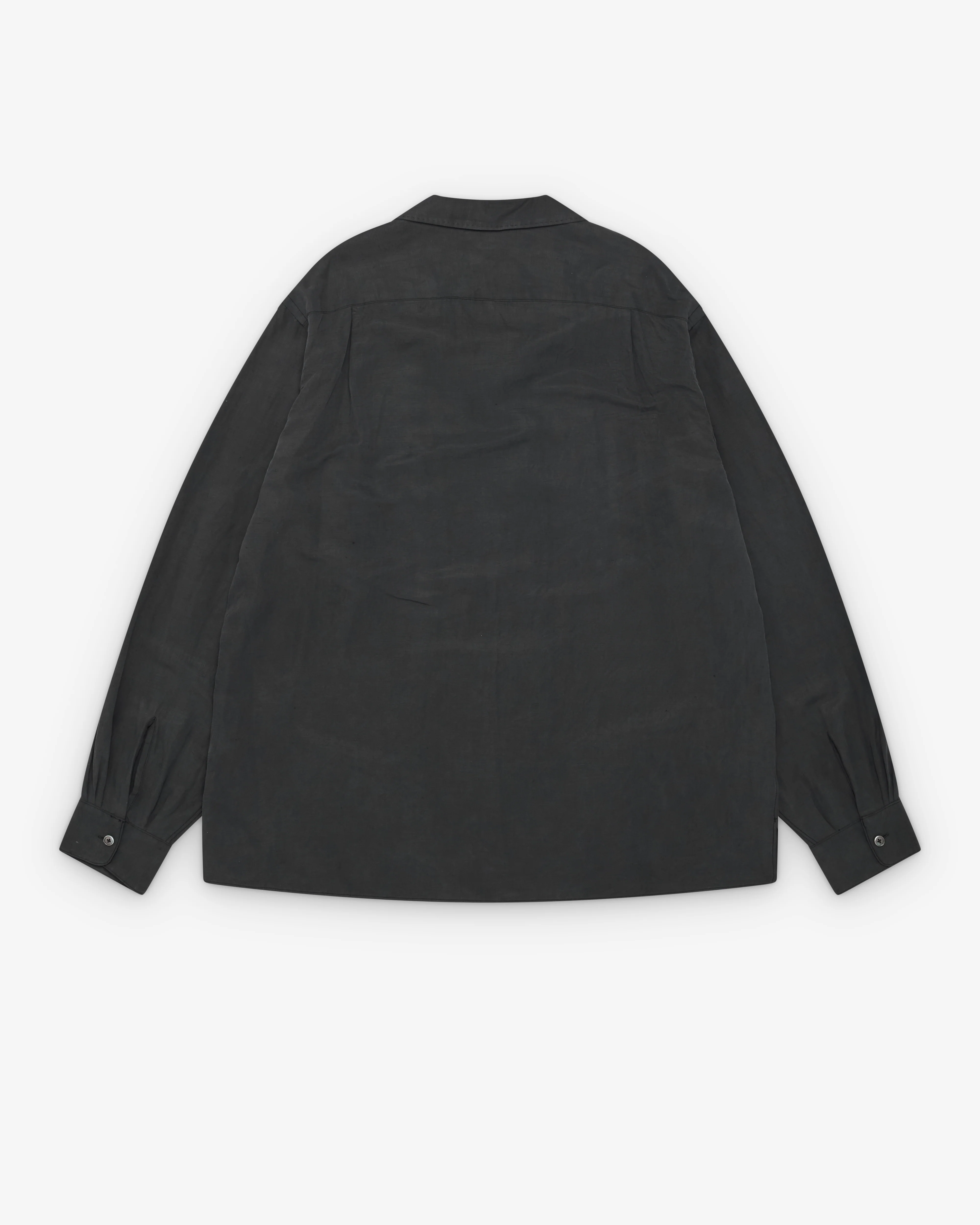A.Presse - Men's Vintage Open Collar Shirt - (Black) - Image 2
