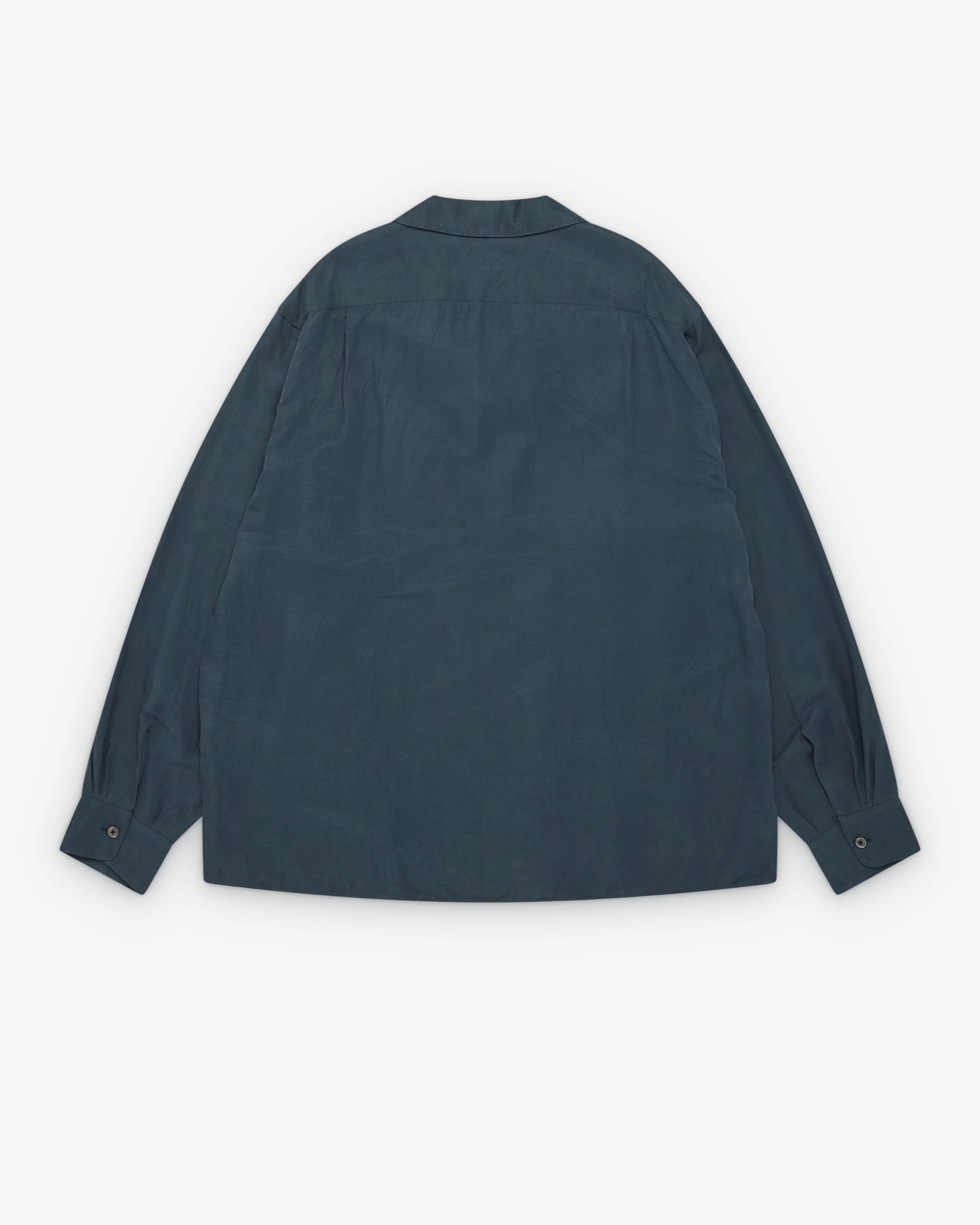A.Presse - Men's Vintage Open Collar Shirt - (Navy) - Image 2