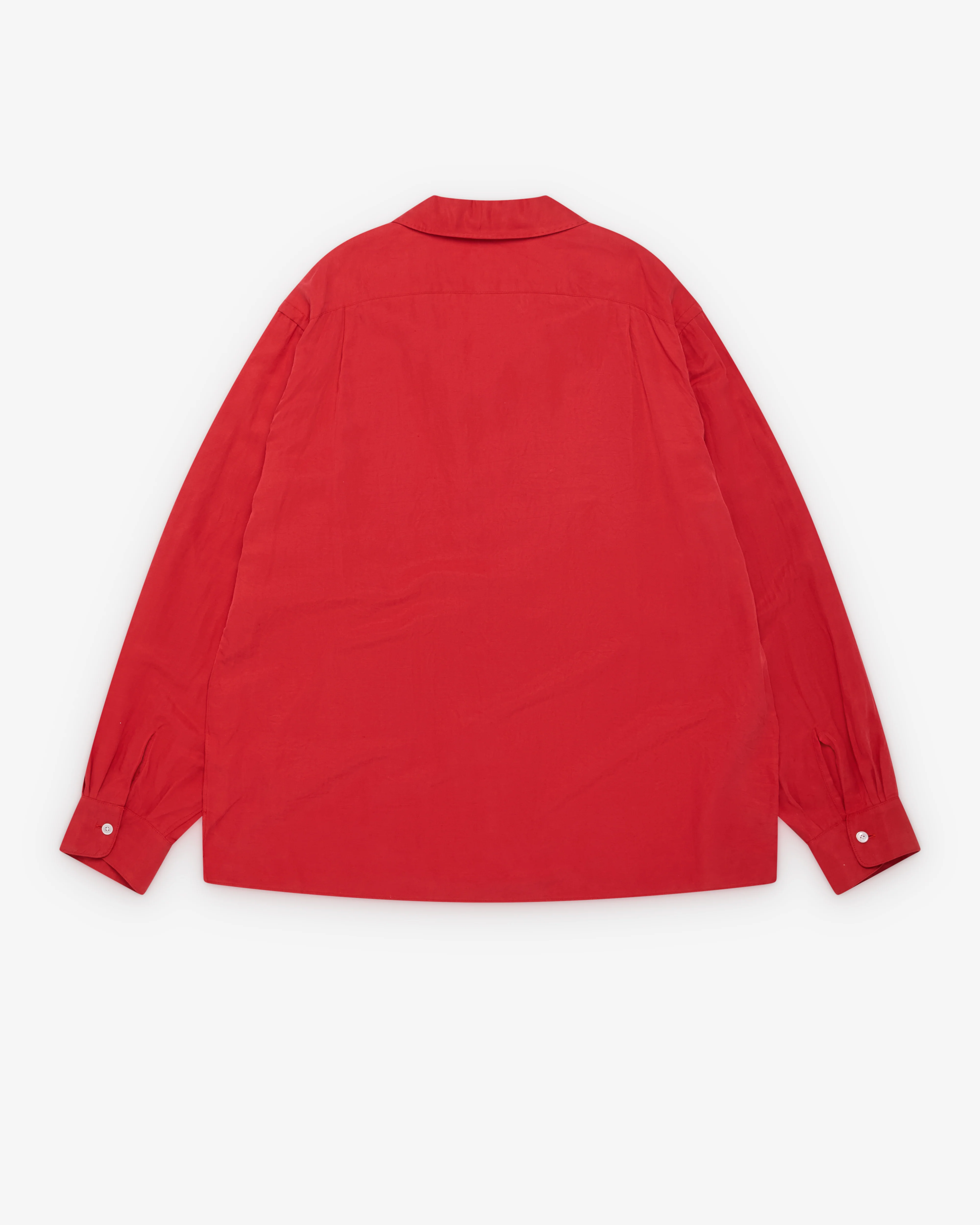 A.Presse - Men's Vintage Open Collar Shirt - (Red) - Image 2