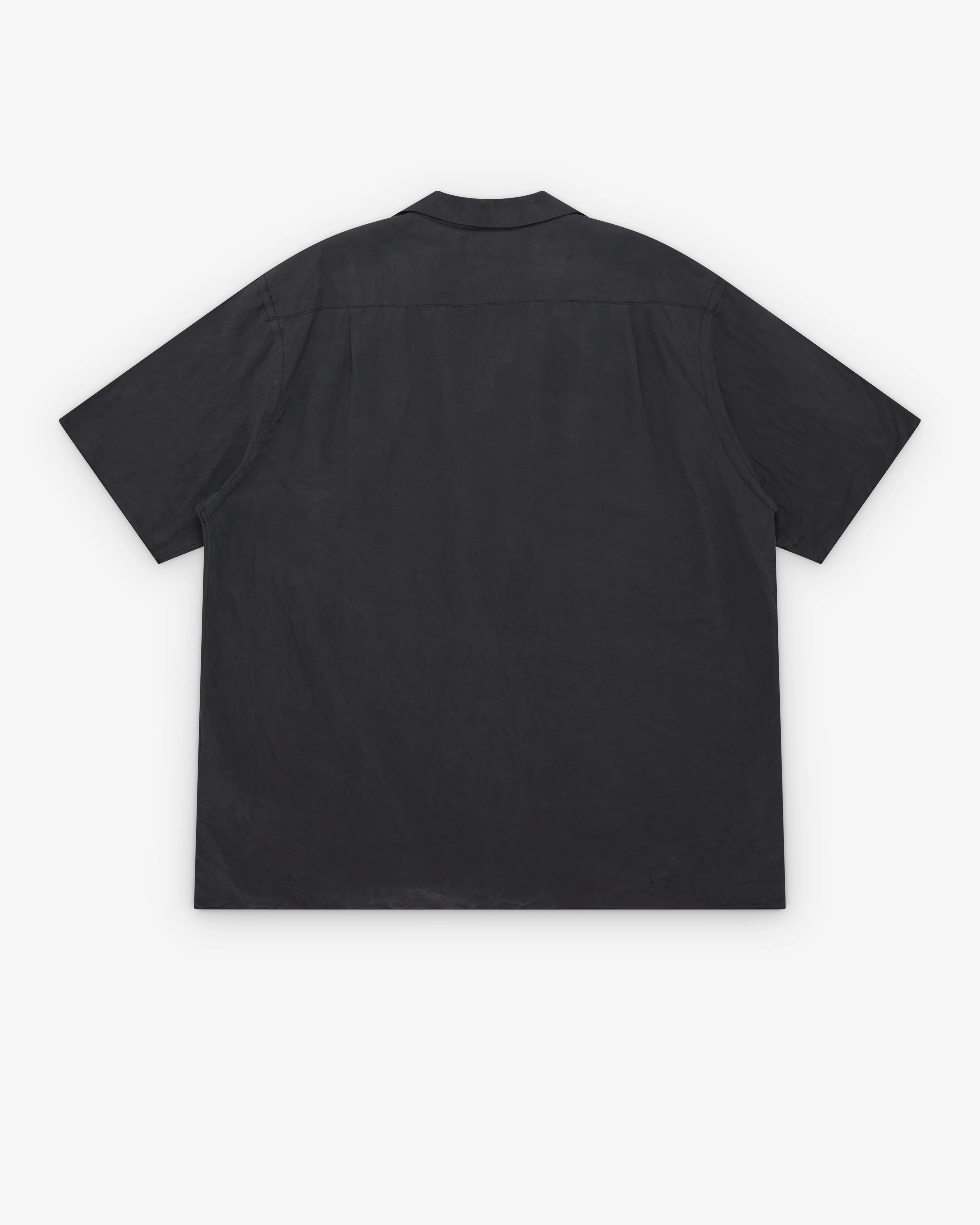 A.Presse - Men's Vintage Short Sleeve Open Collar Shirt - (Black) - Image 2