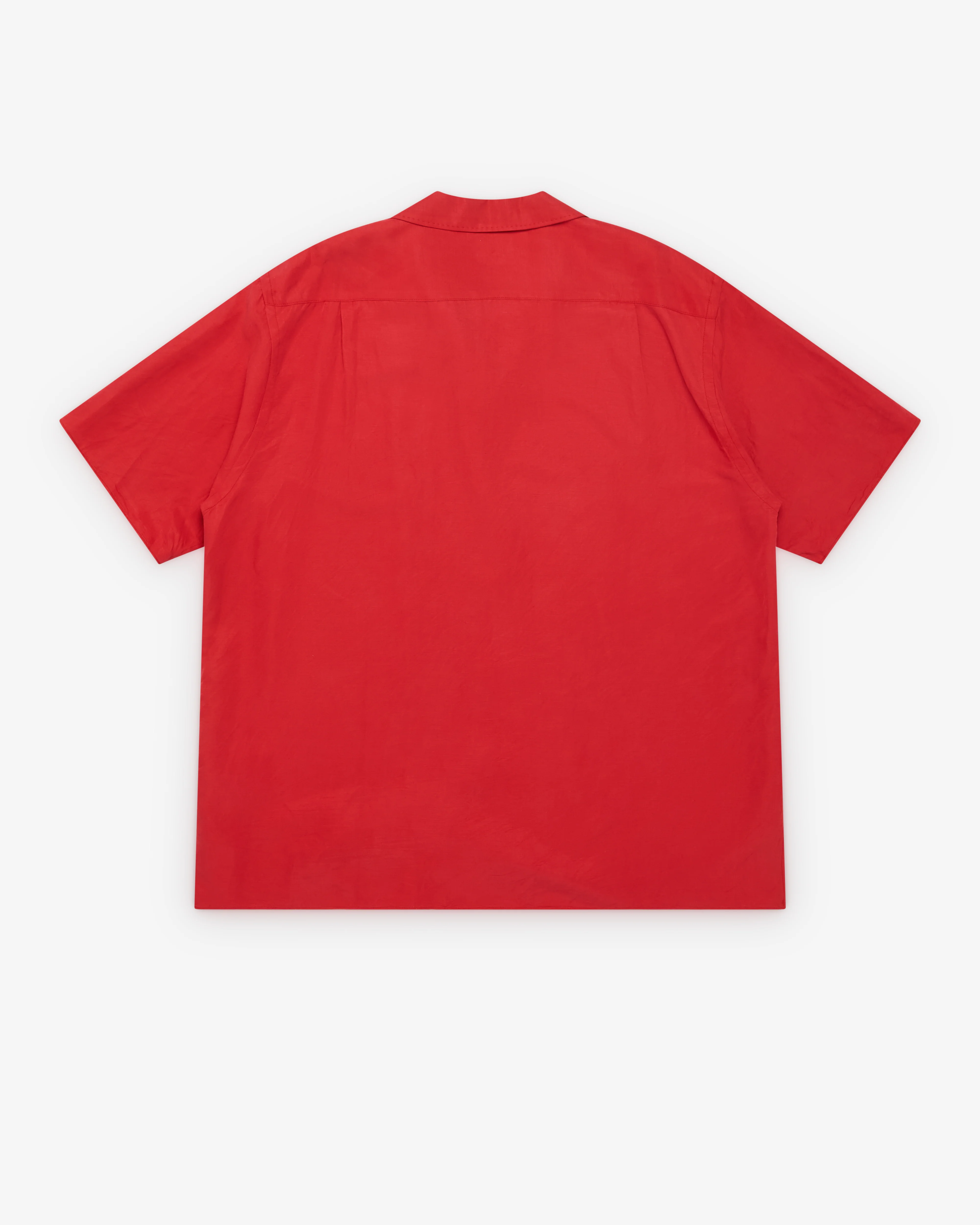 A.Presse - Men's Vintage Short Sleeve Open Collar Shirt - (Red) - Image 2