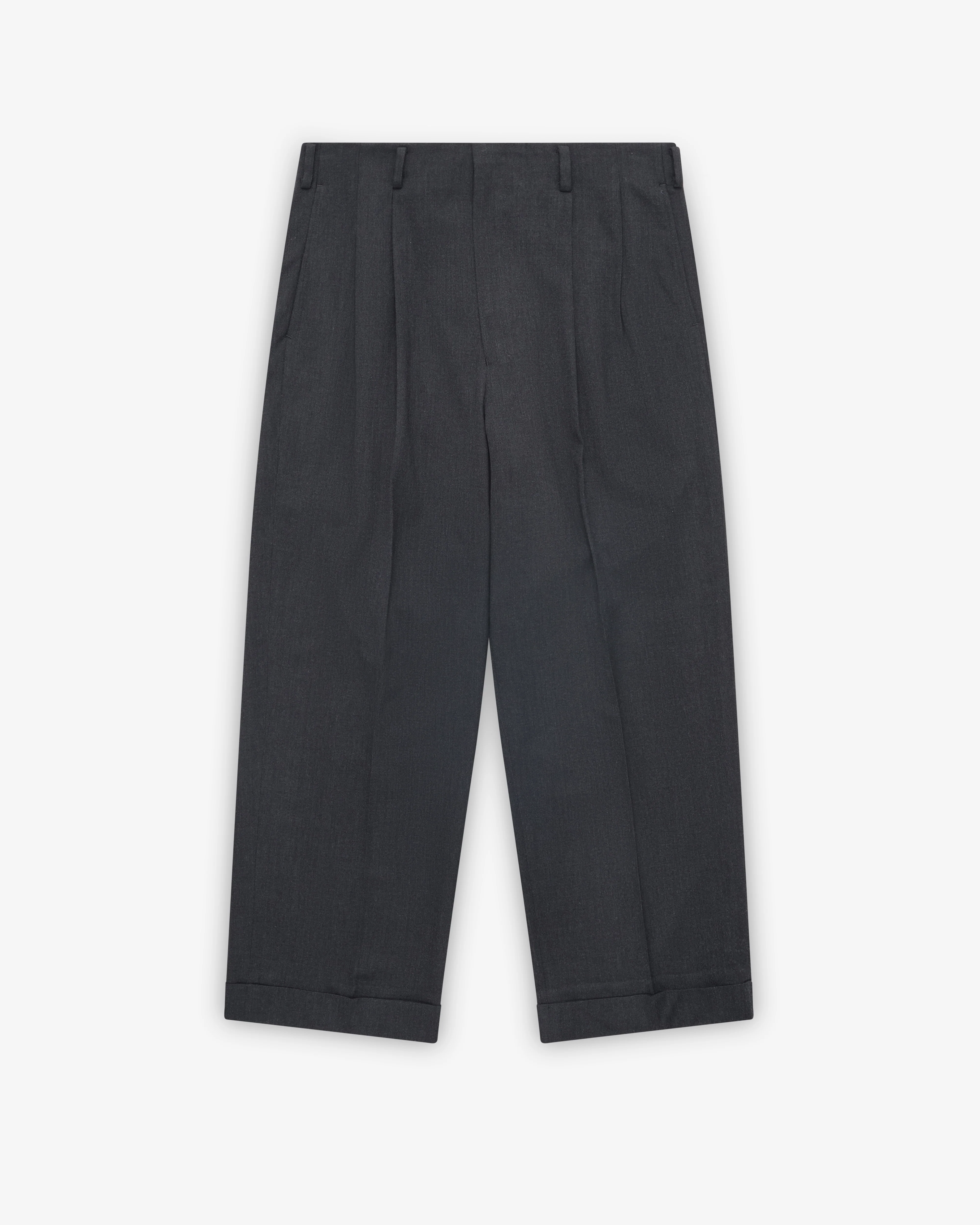 A.Presse - Men's Wool Wide Tapered Trousers - (Charcoal)