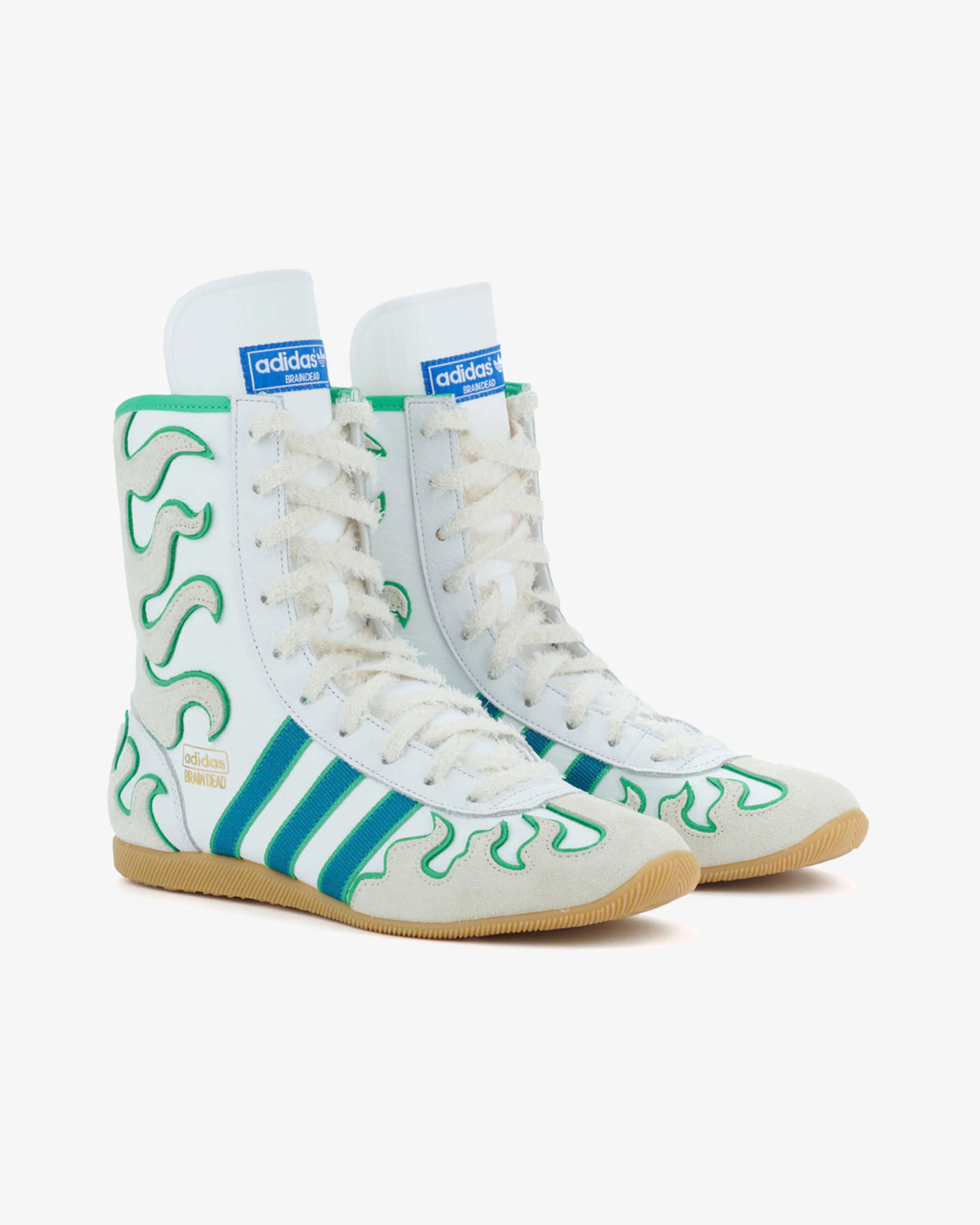 Brain Dead - Men's Adidas Japan Hi Sneakers - (White/Blue) - Image 3