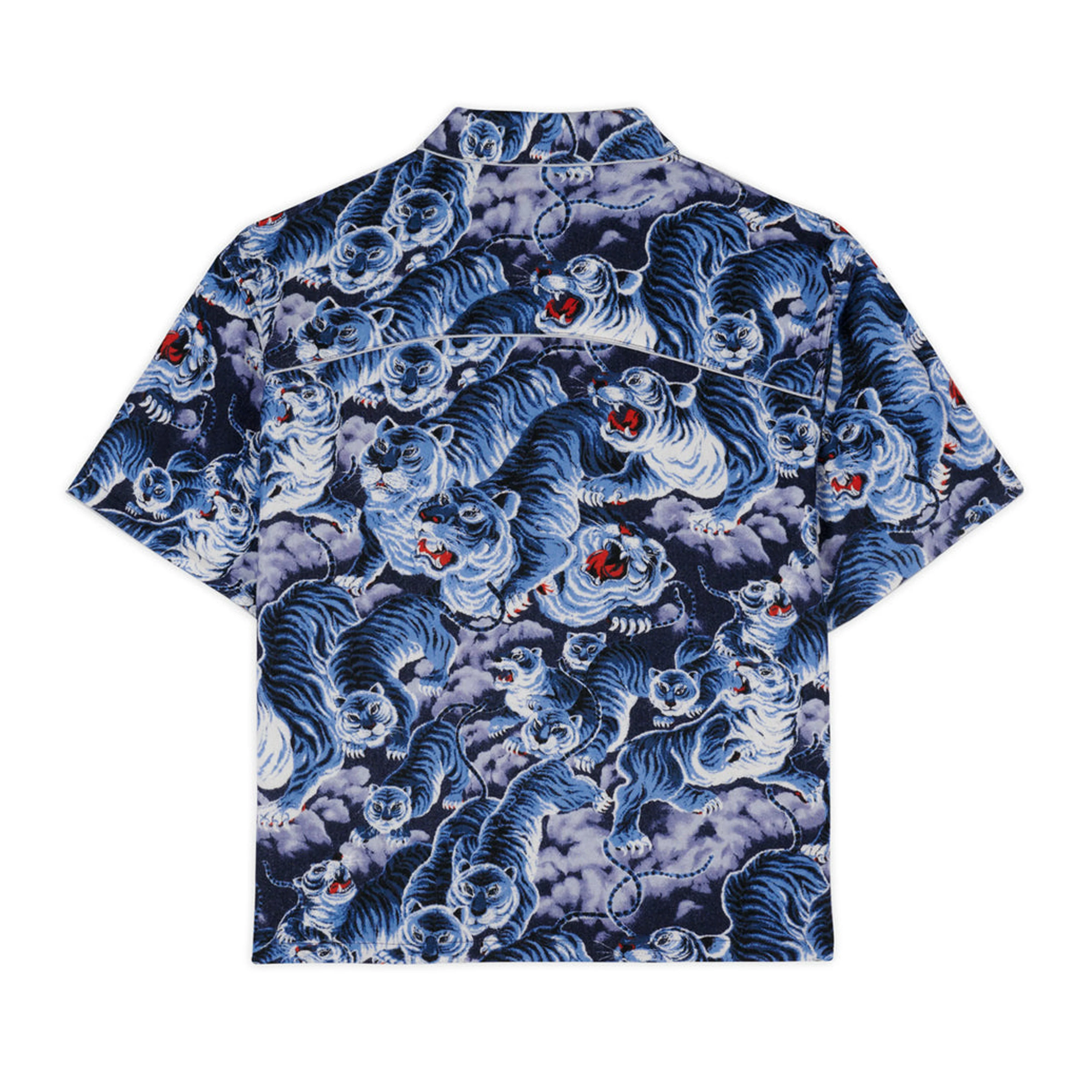 Brain Dead - Men's Big Cat Short Sleeve Western Shirt - (Navy) - Image 2