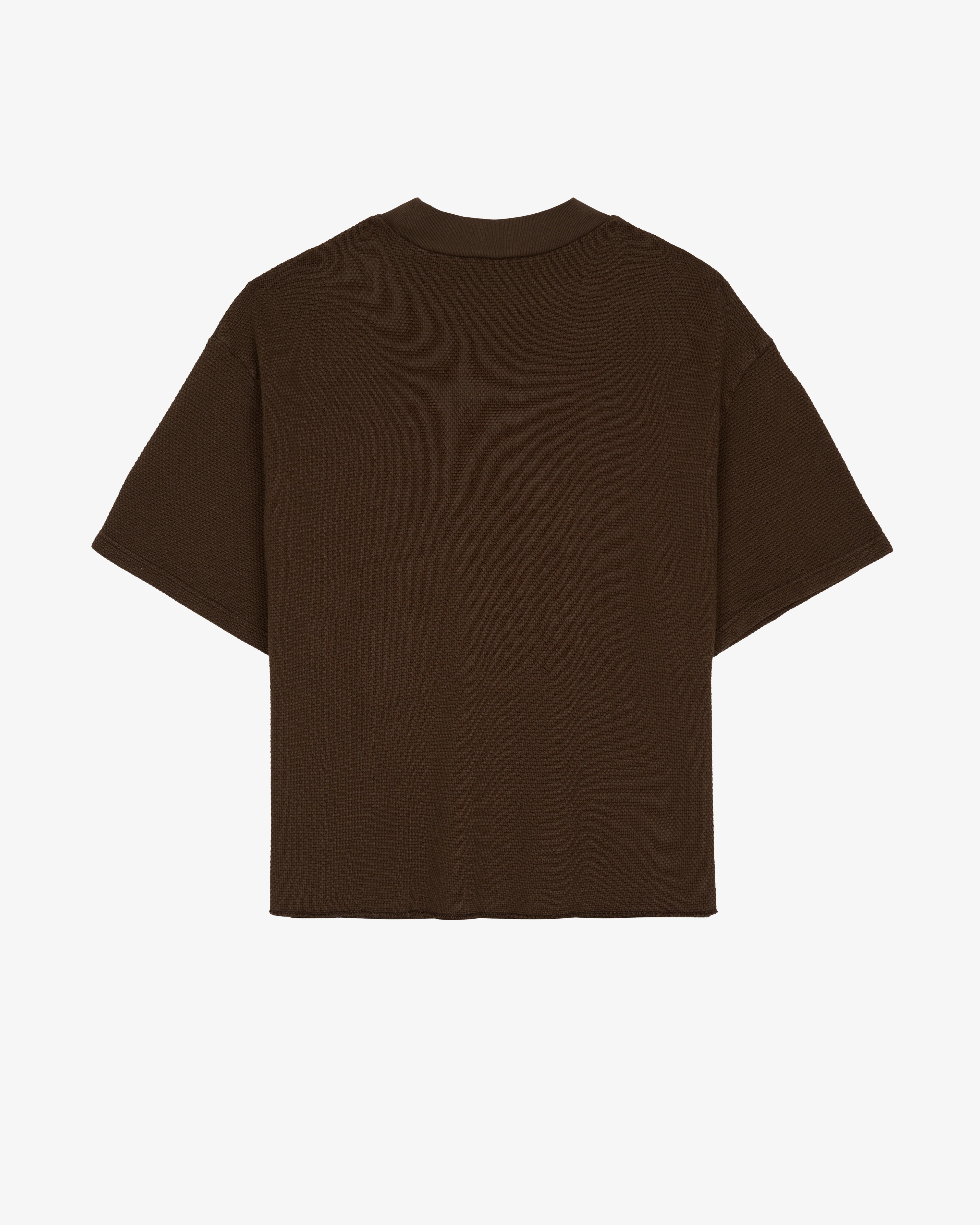 Brain Dead - Men's Boxy Thermal Mock Neck T-Shirt - (Brown) - Image 2