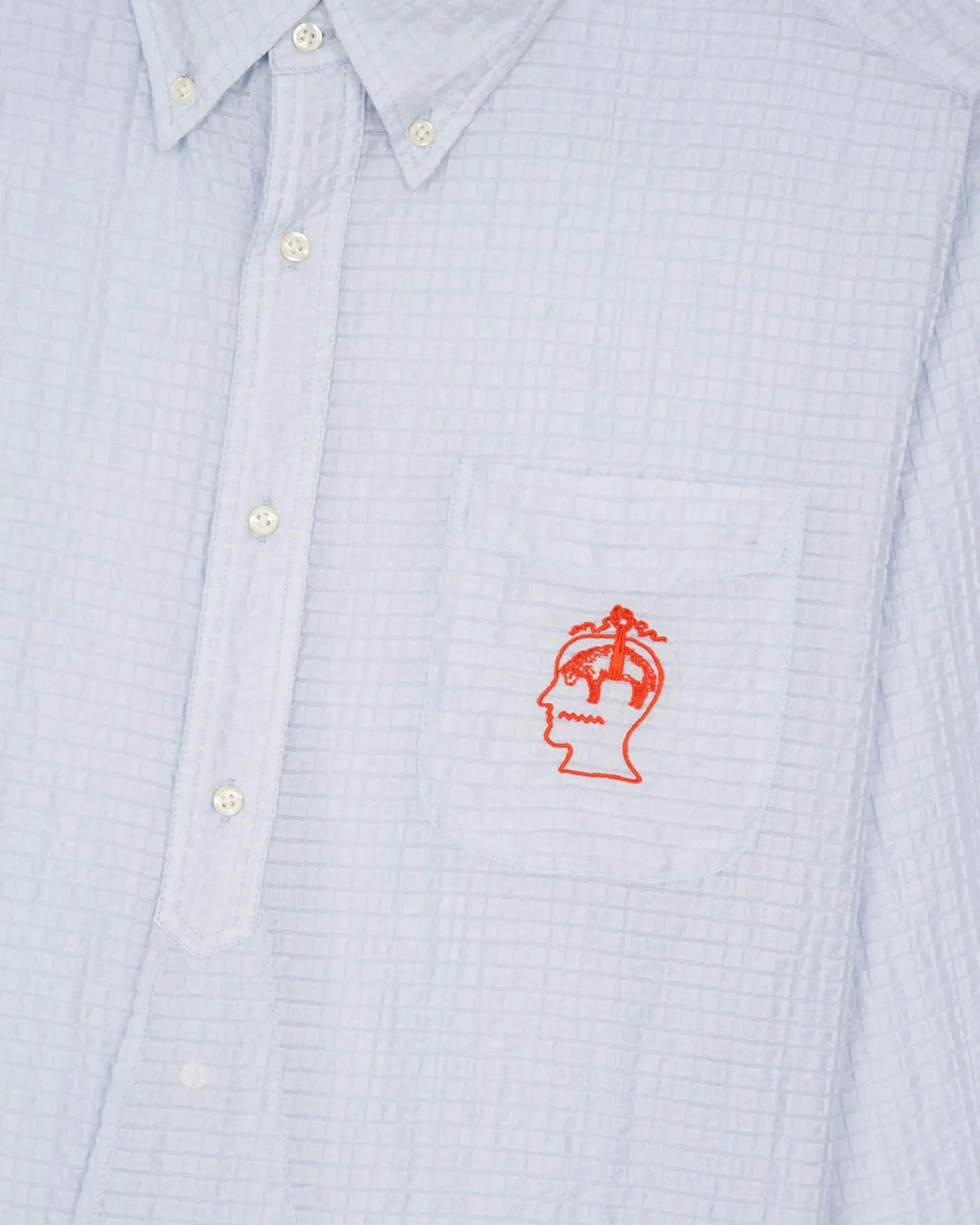 Brain Dead - Brooks Brothers Men's California Half Placket Oxford Button Up - (Ice) - Image 3