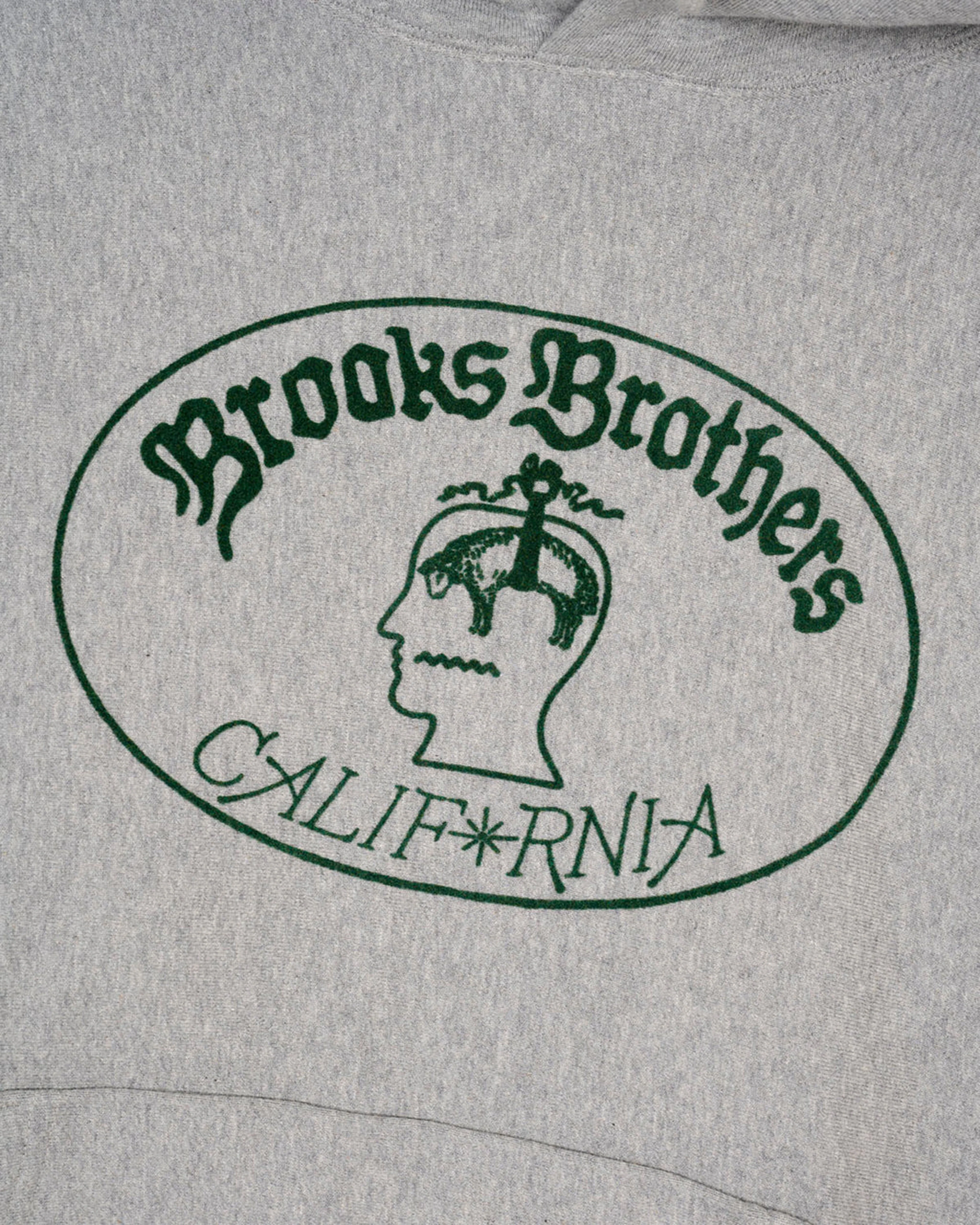 Brain Dead - Brooks Brothers Men's California Logo Hoodie - (Heather Grey) - Image 3