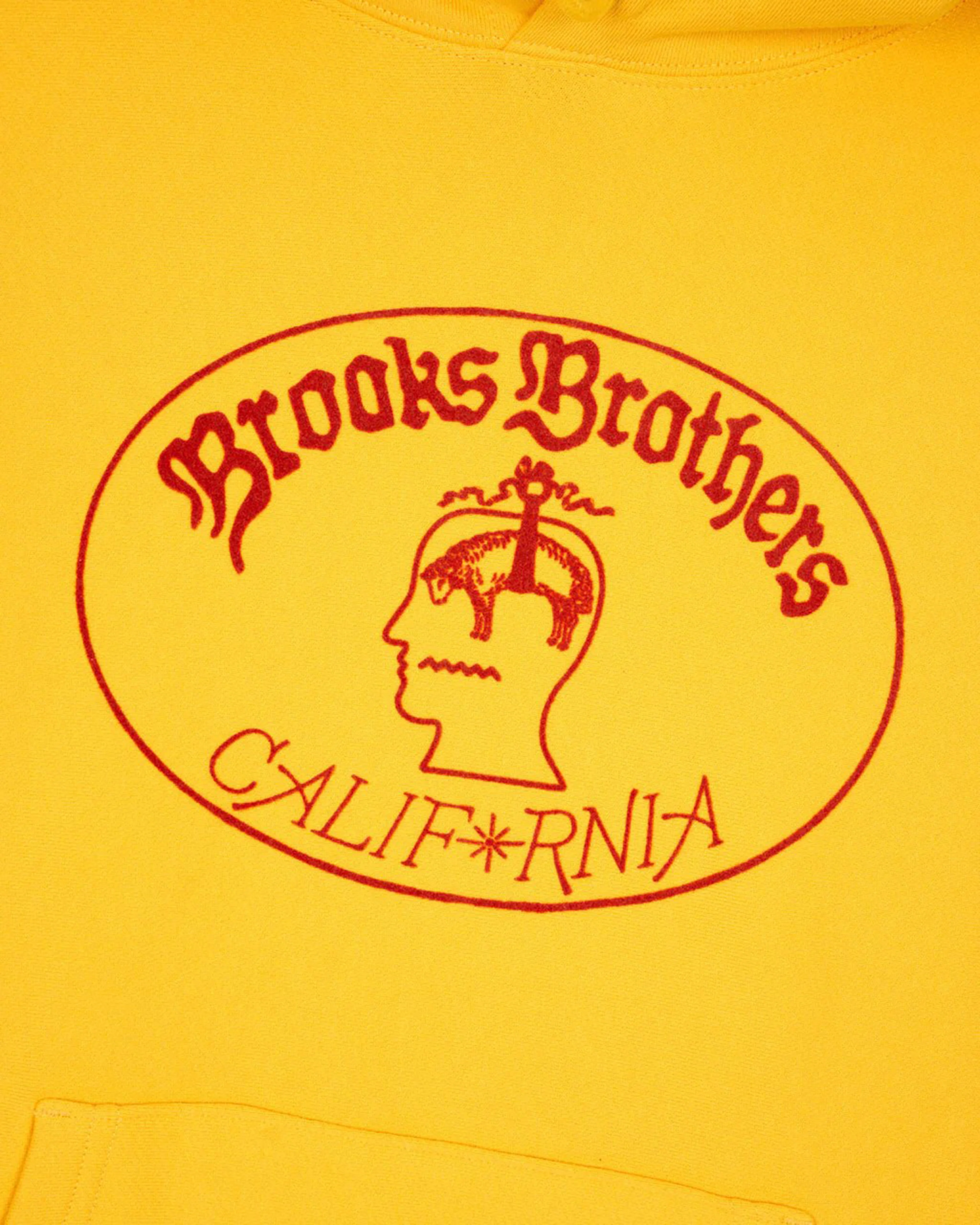 Brain Dead - Brooks Brothers Men's California Logo Hoodie - (Yellow) - Image 3