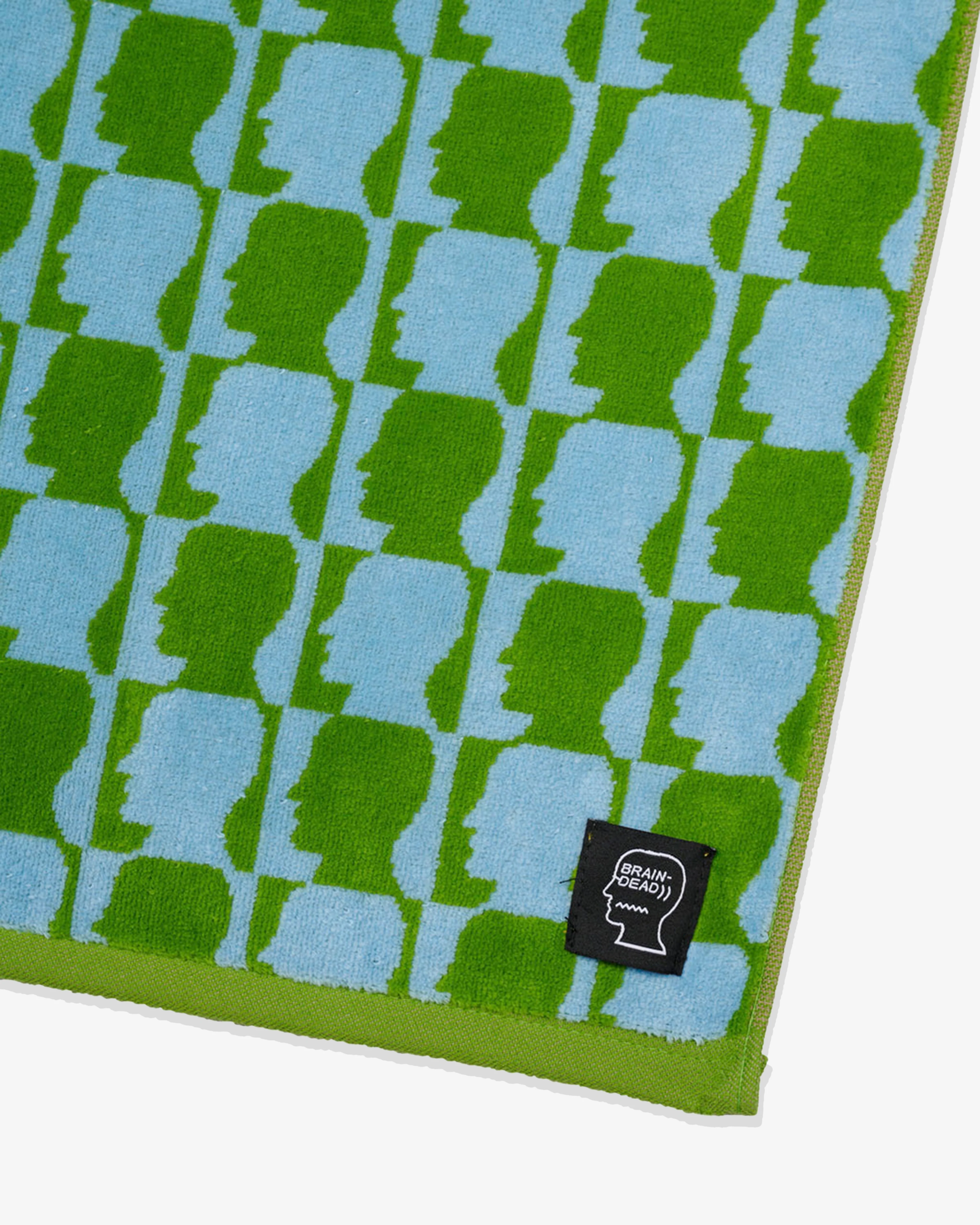 Brain Dead - Checkered Logohead Bath Towel - (Green) - Image 2