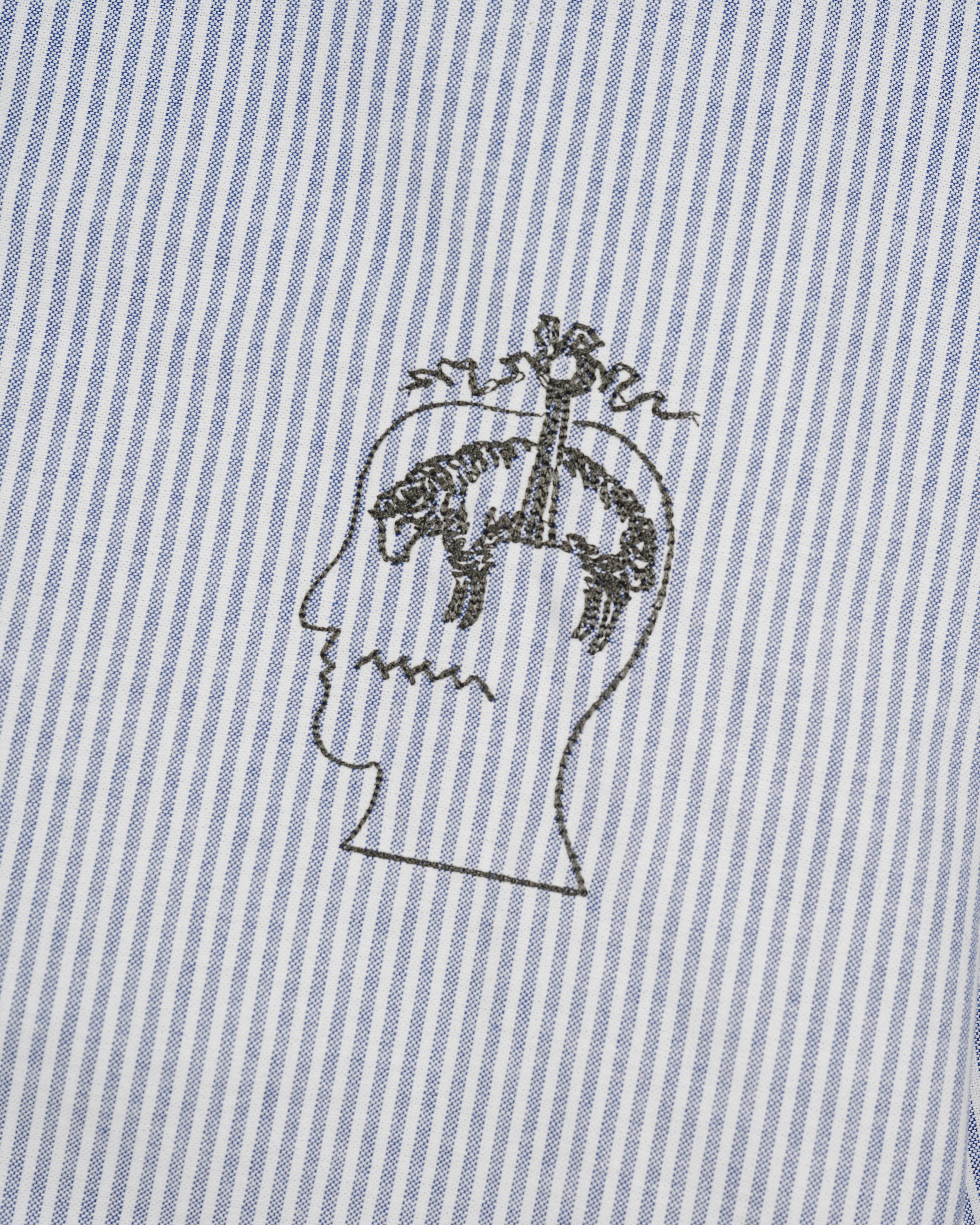Brain Dead - Brooks Brothers Men's California Embroidered Stripe Oxford Shirt - (Blue) - Image 3