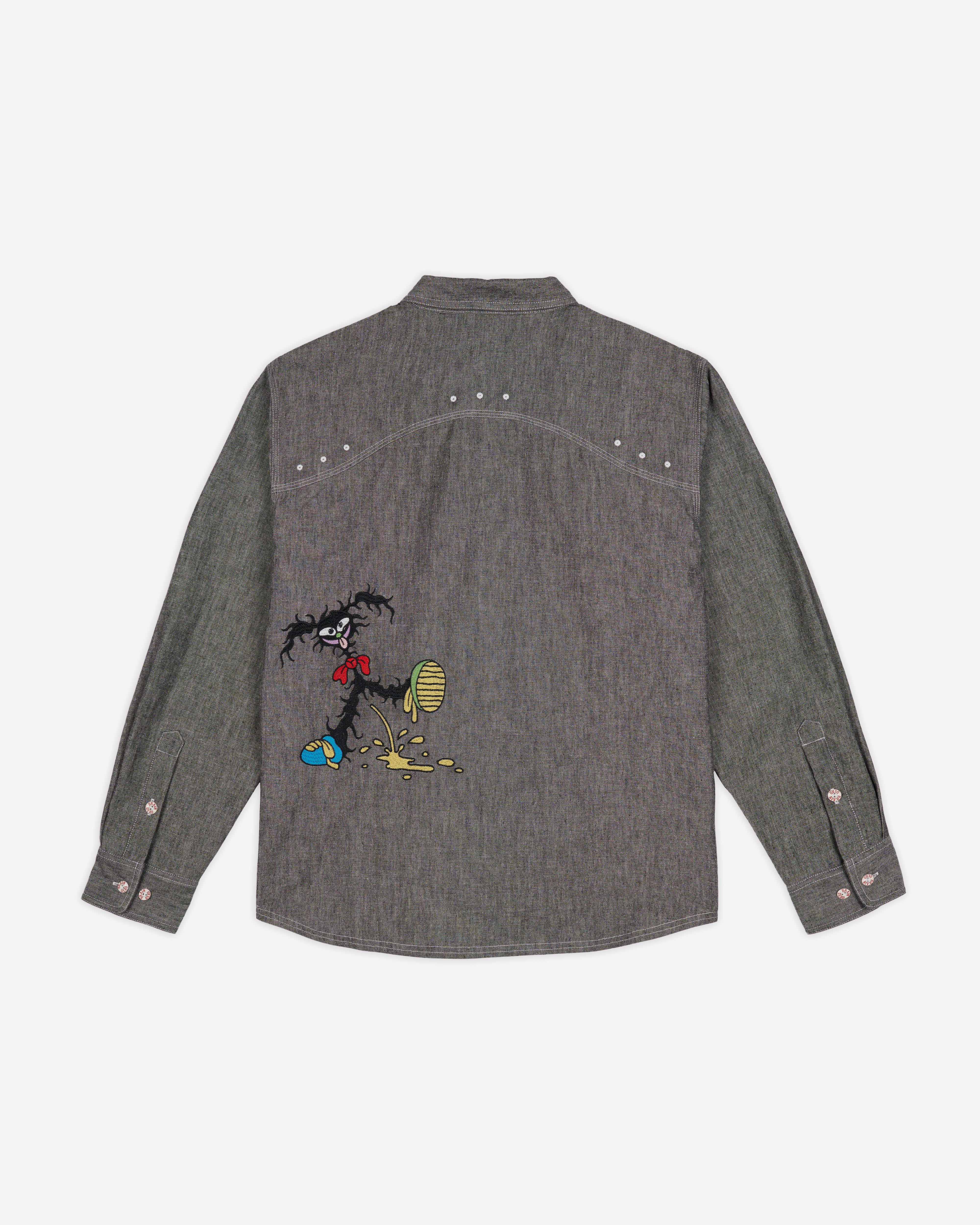 Brain Dead - Men's Garden Party Chambray Button Up Shirt - (Gray) - Image 2