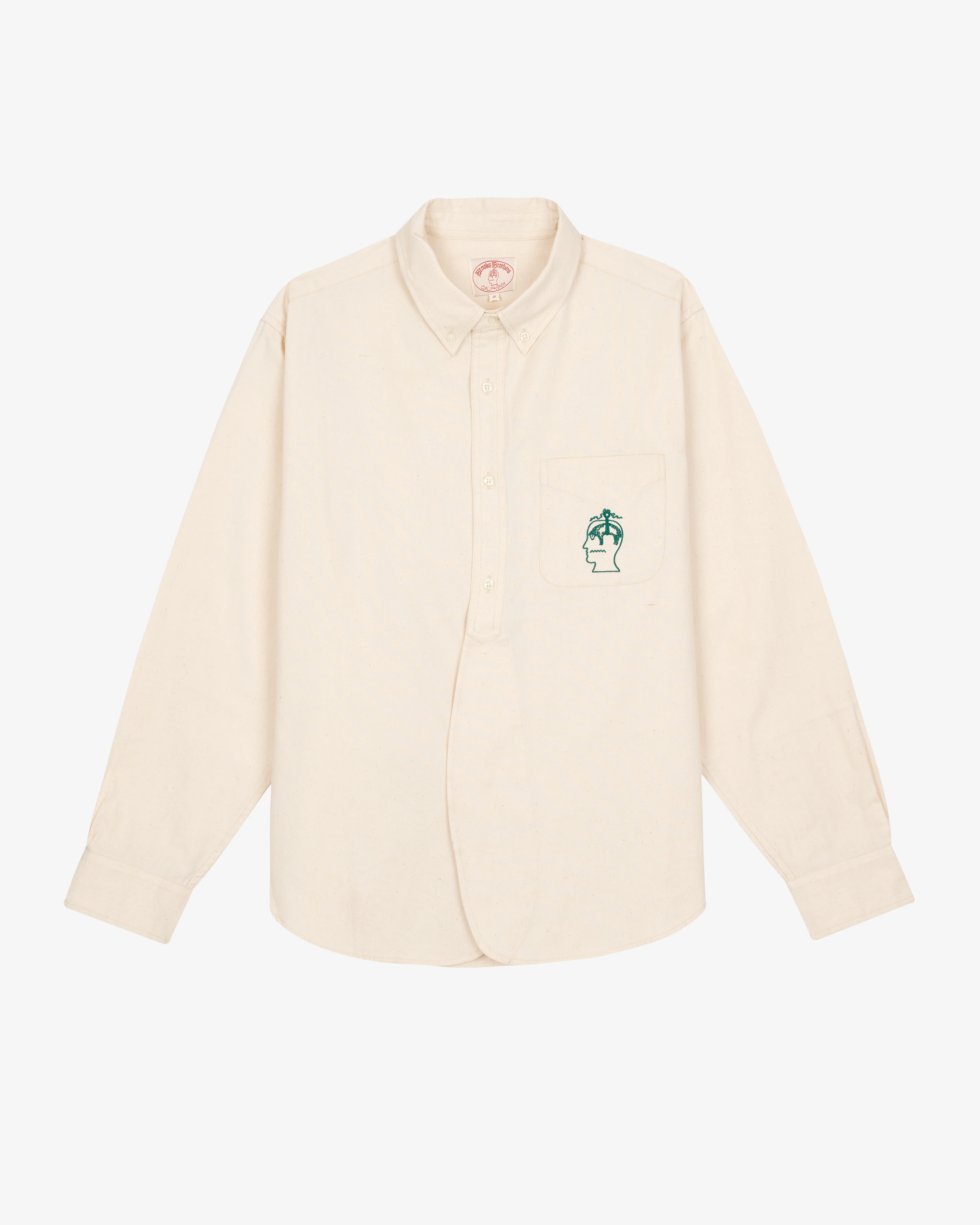 Brain Dead - Men's Brooks Brothers California Half Placket Oxford Button Up - (Natural)