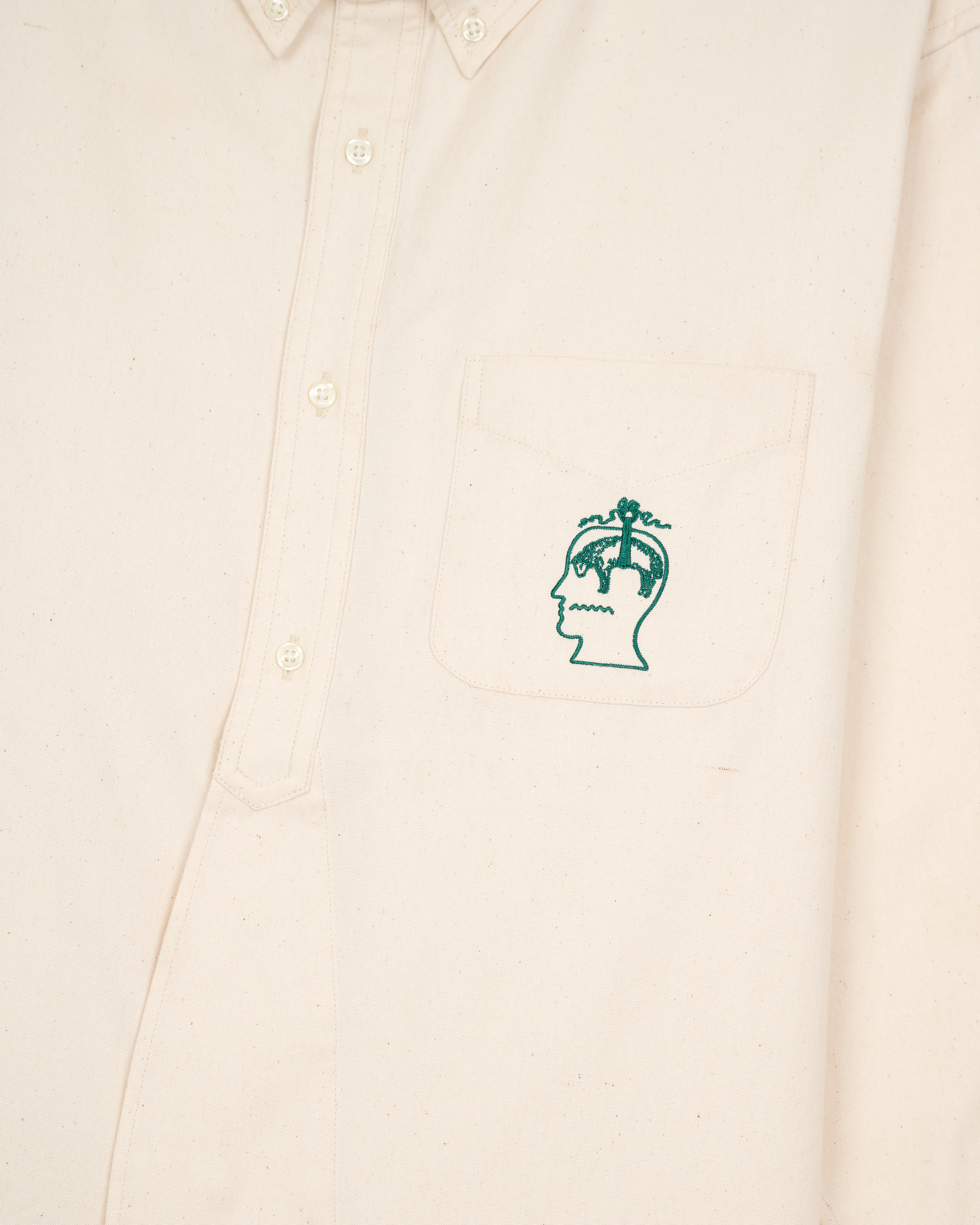 Brain Dead - Men's Brooks Brothers California Half Placket Oxford Button Up - (Natural) - Image 3