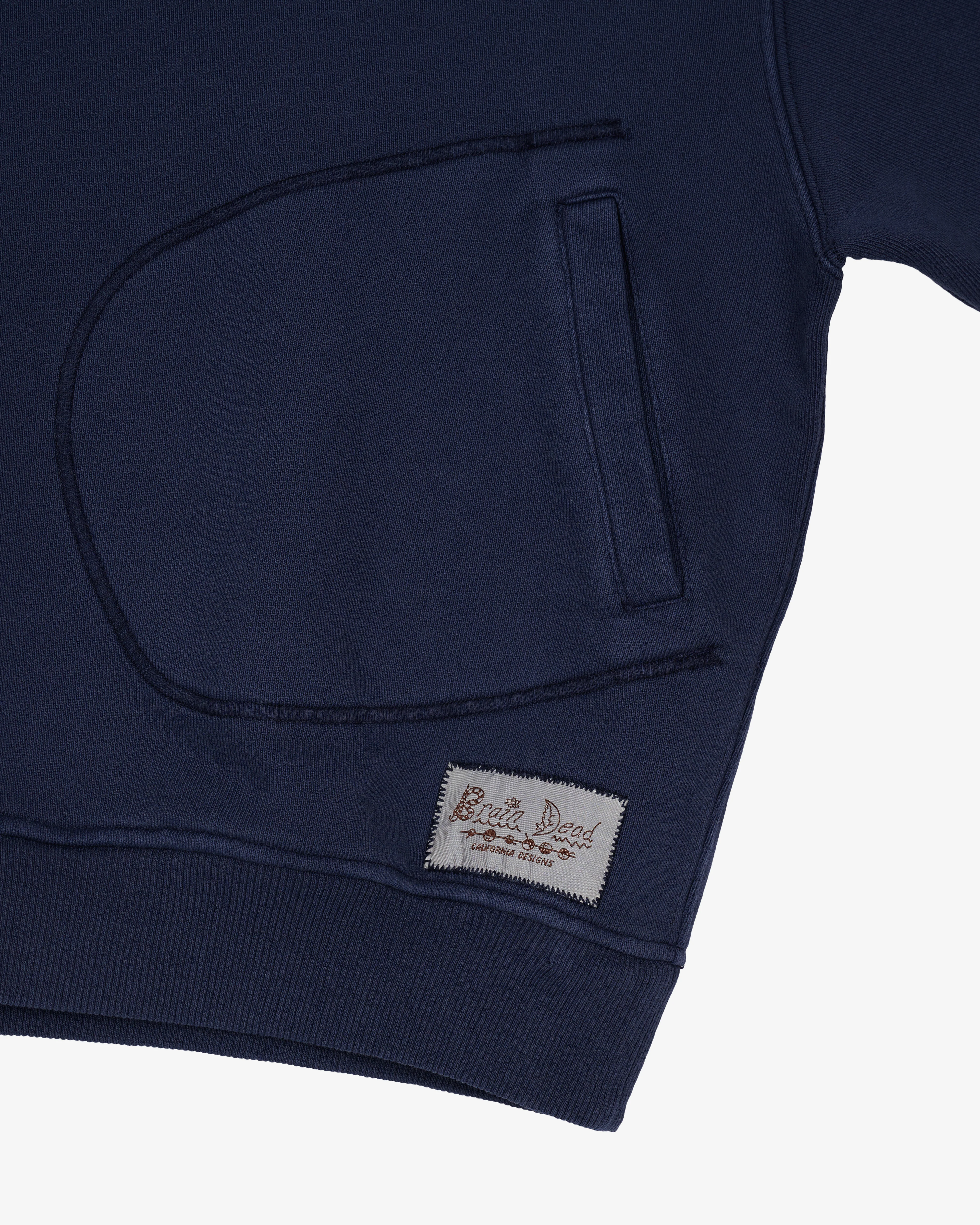Brain Dead - Men's Half Zip Collared Sweatshirt - (Midnight) - Image 3