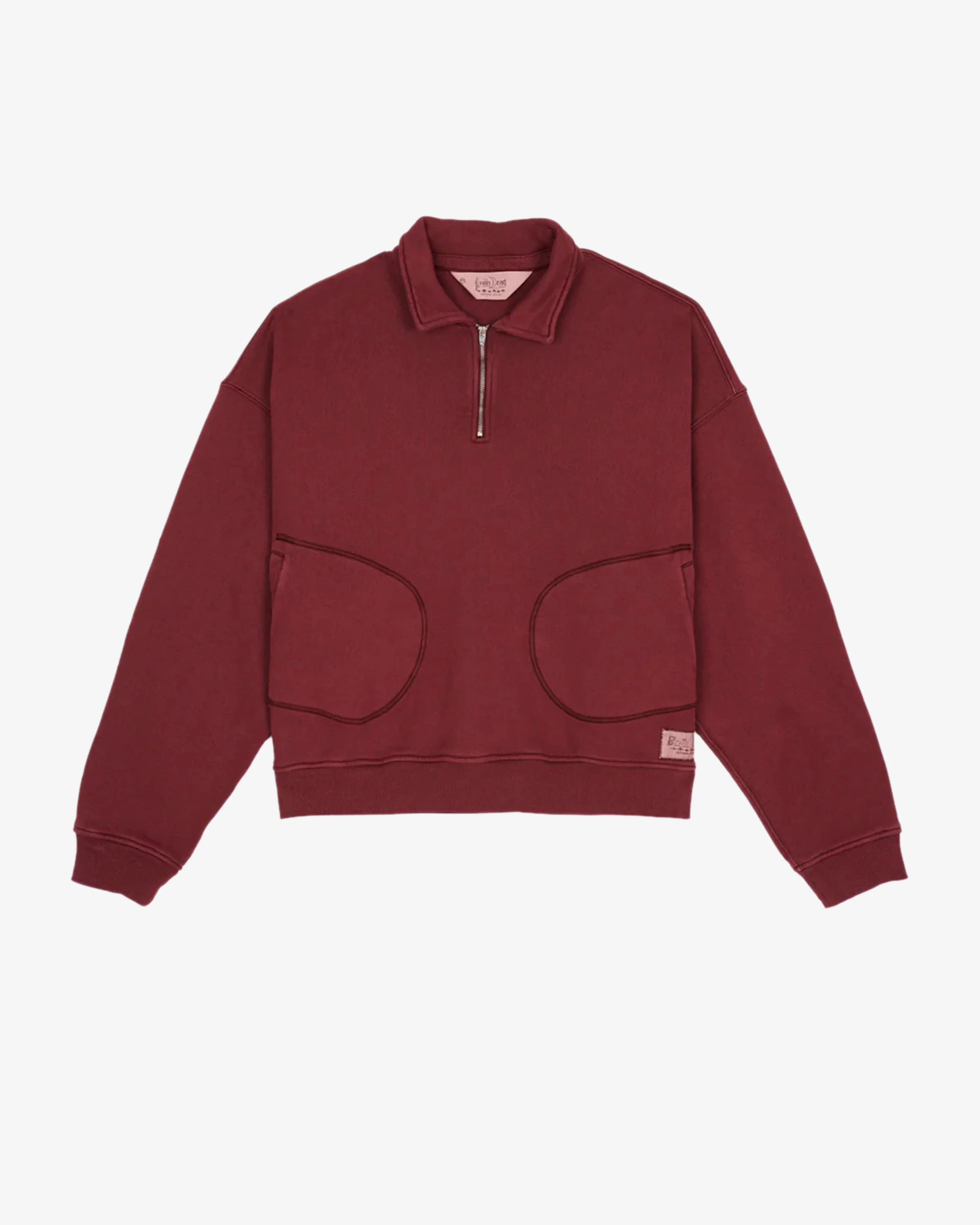 Brain Dead - Men's Half Zip Collared Sweatshirt - (Wine)