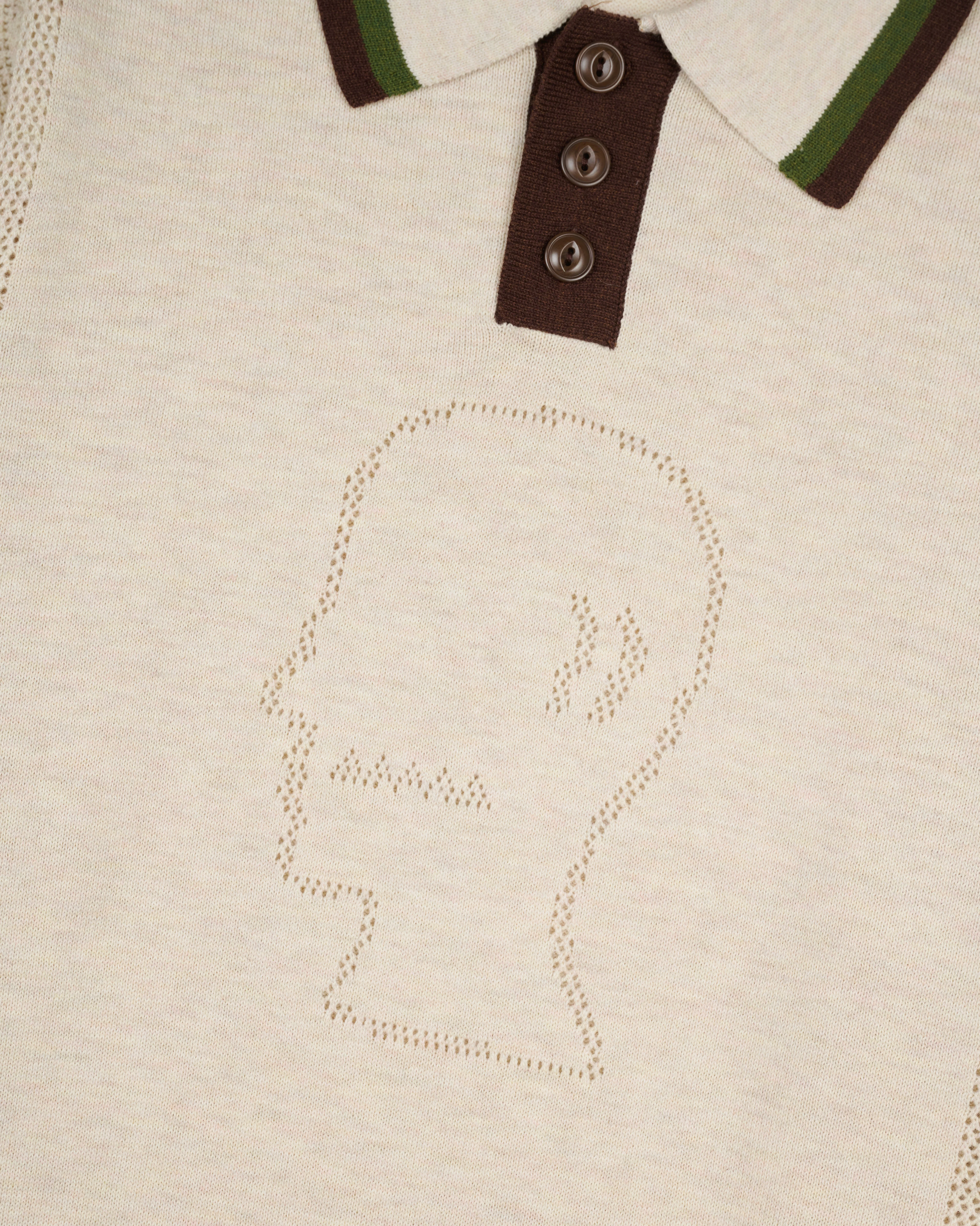 Brain Dead - Men's Logo Head Pointelle Polo - (Natural) - Image 2