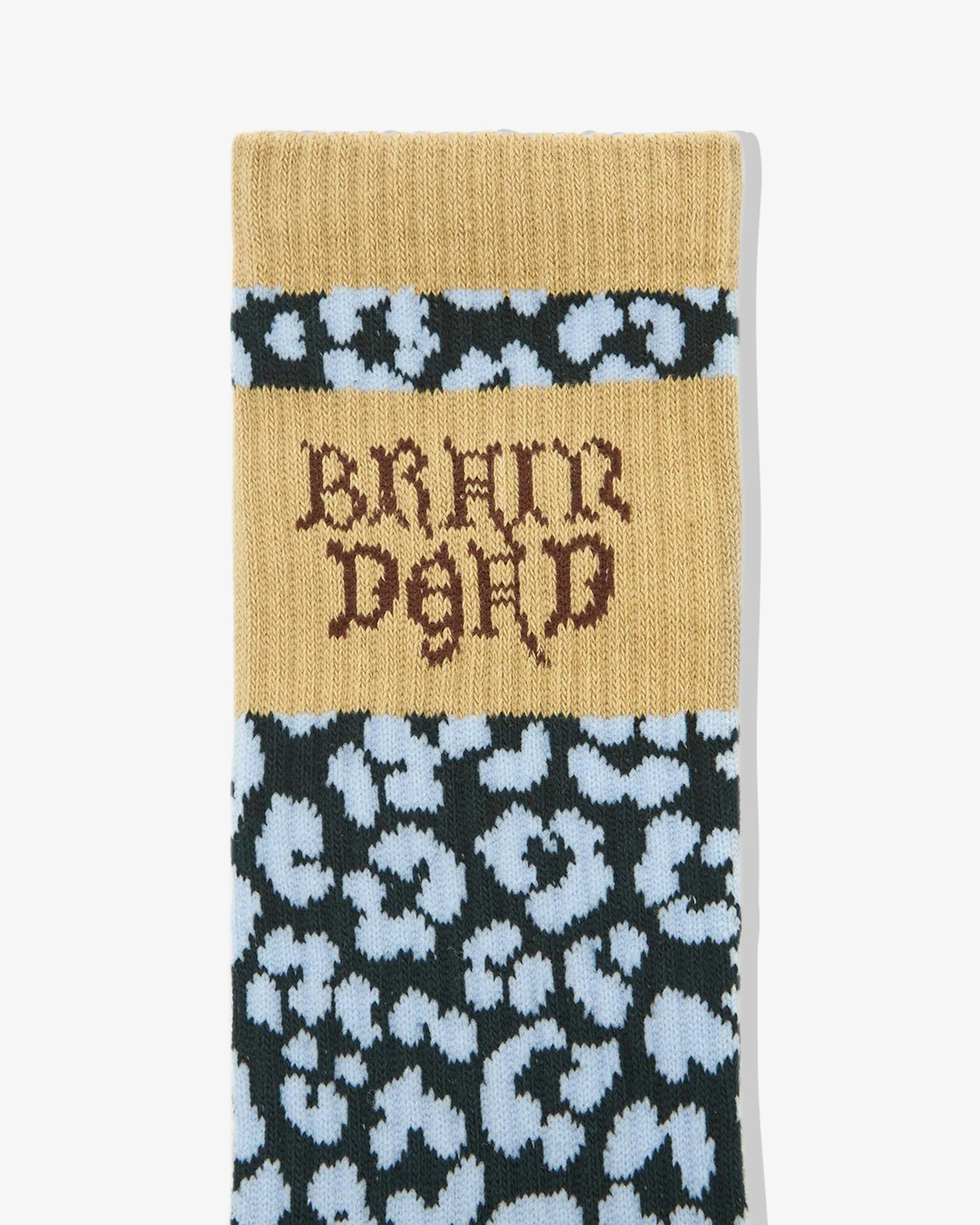 Brain Dead - Paneled Logo Crew Socks - (Blue Leopard/Khaki) - Image 3