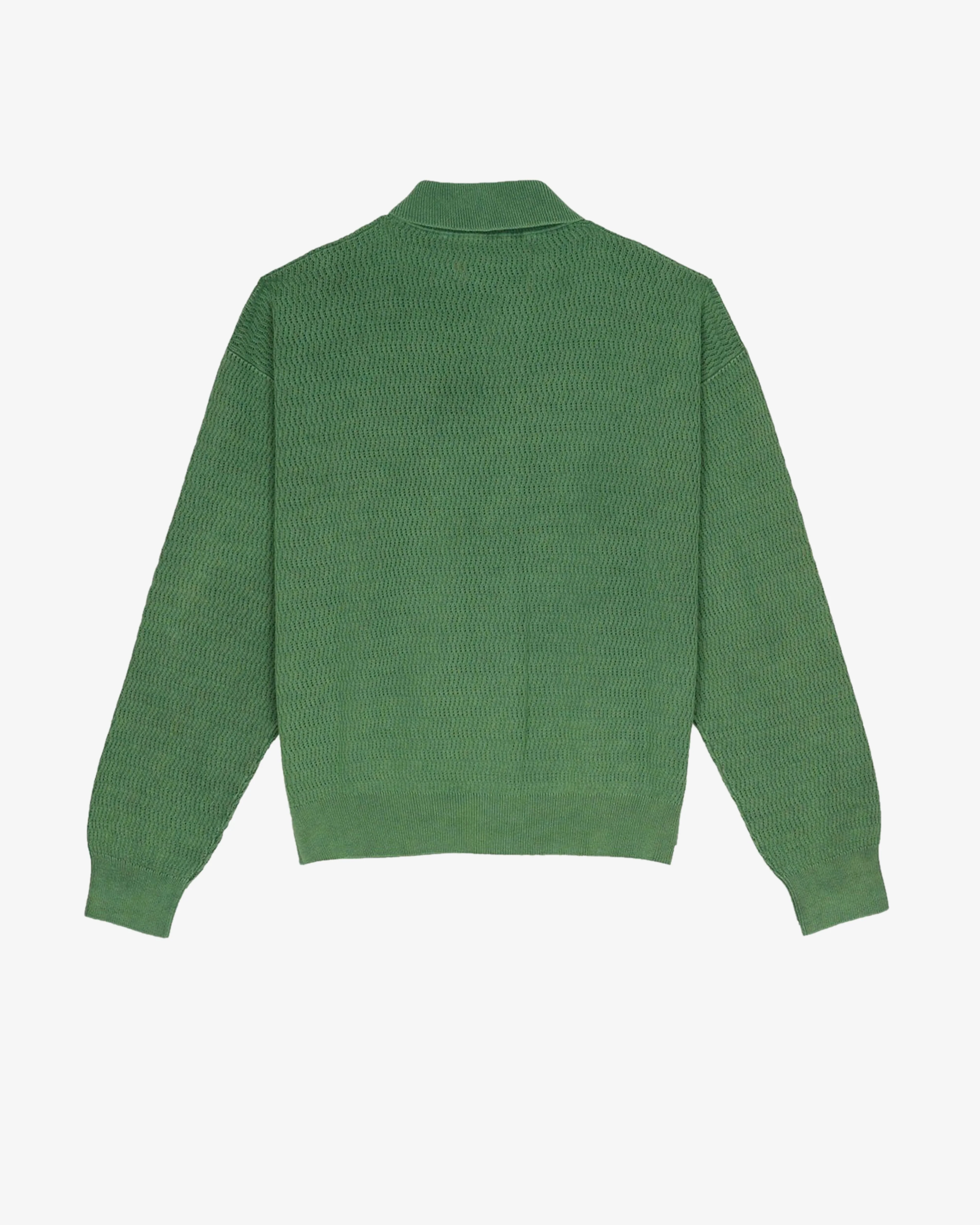 Brain Dead - Men's Pigment Dyed Long Sleeve Polo Sweater - (Green) - Image 2