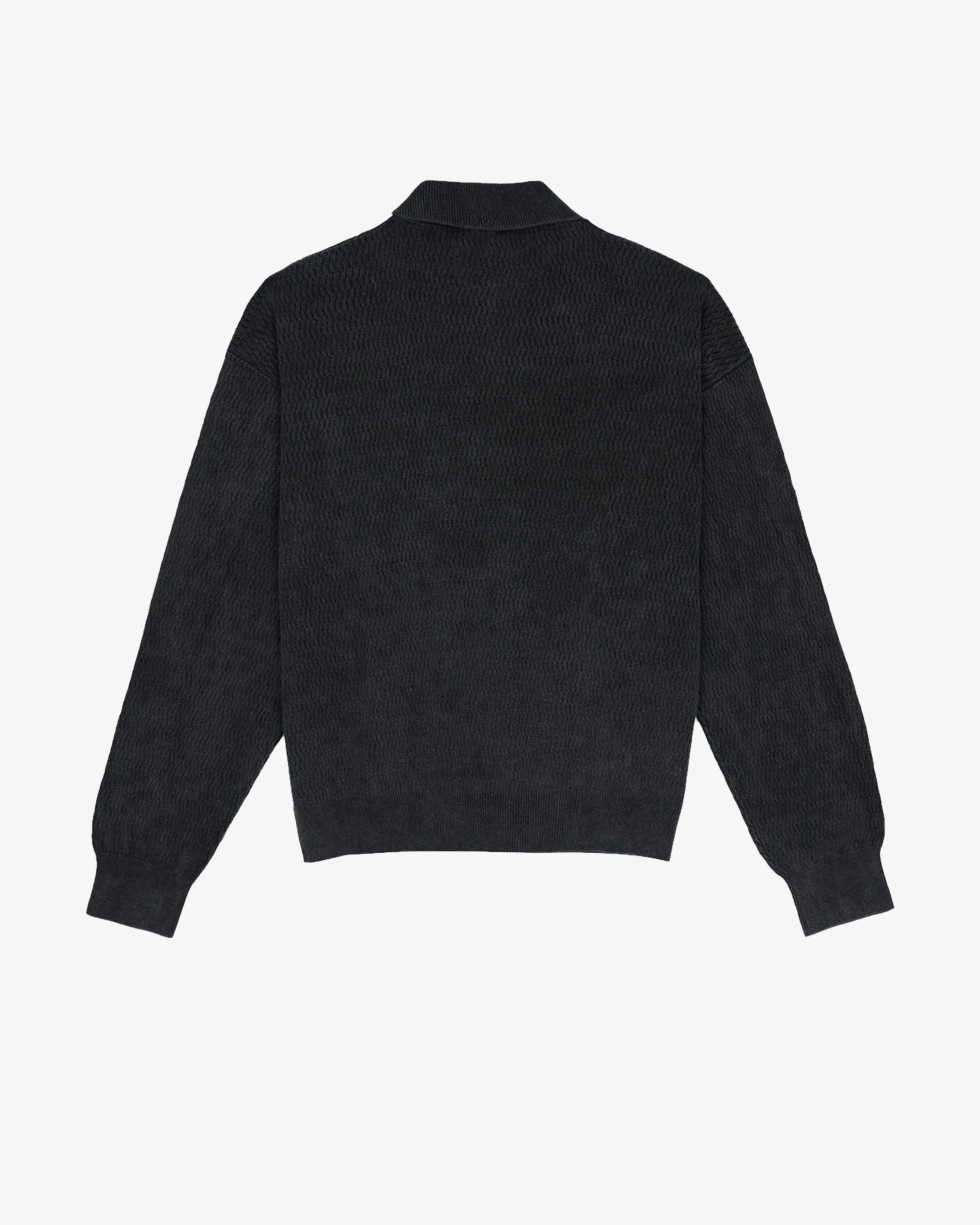 Brain Dead - Men's Pigment Dyed Long Sleeve Polo Sweater - (Ink) - Image 2