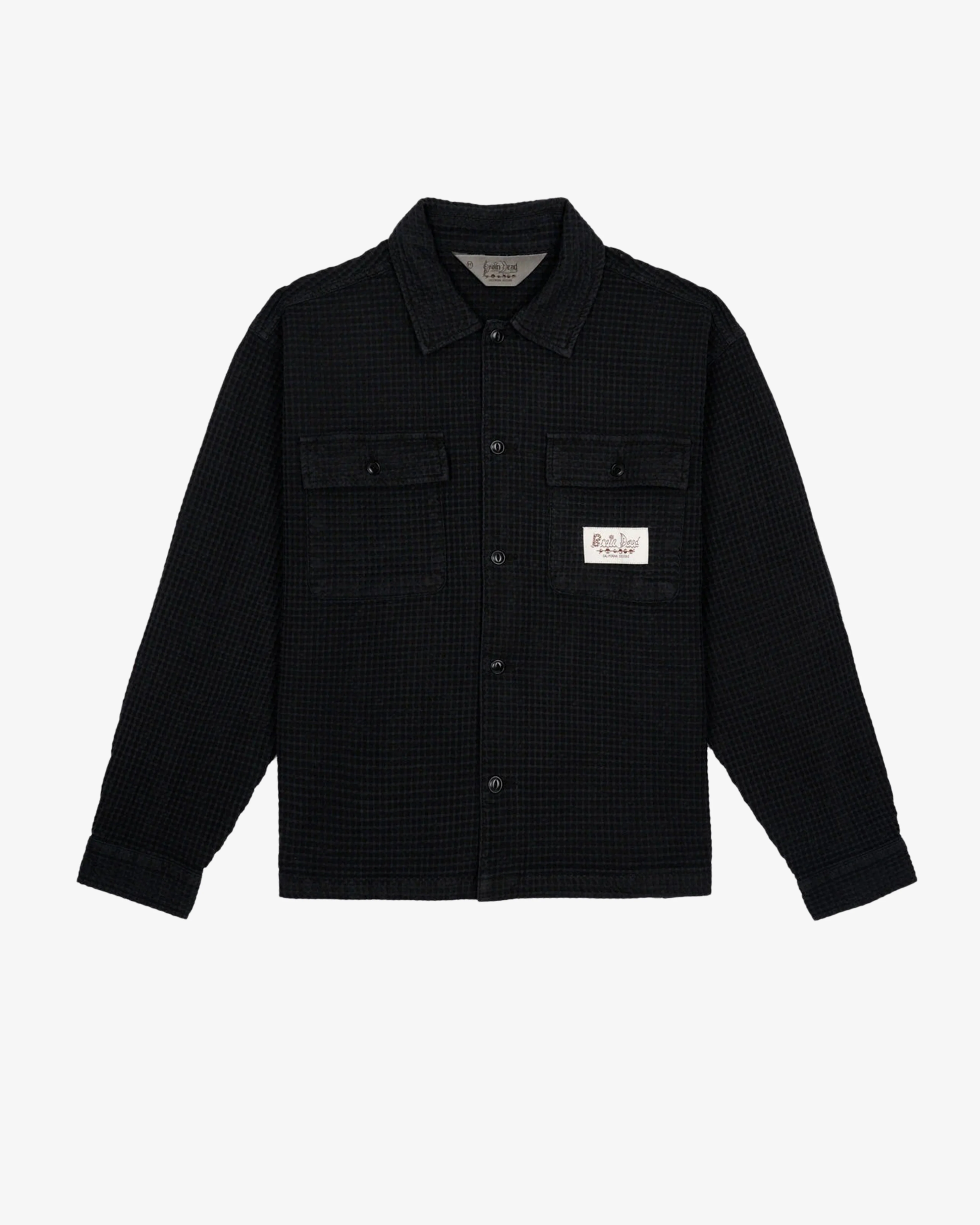 Brain Dead - Men's Waffle Button Front Shirt - (Black)