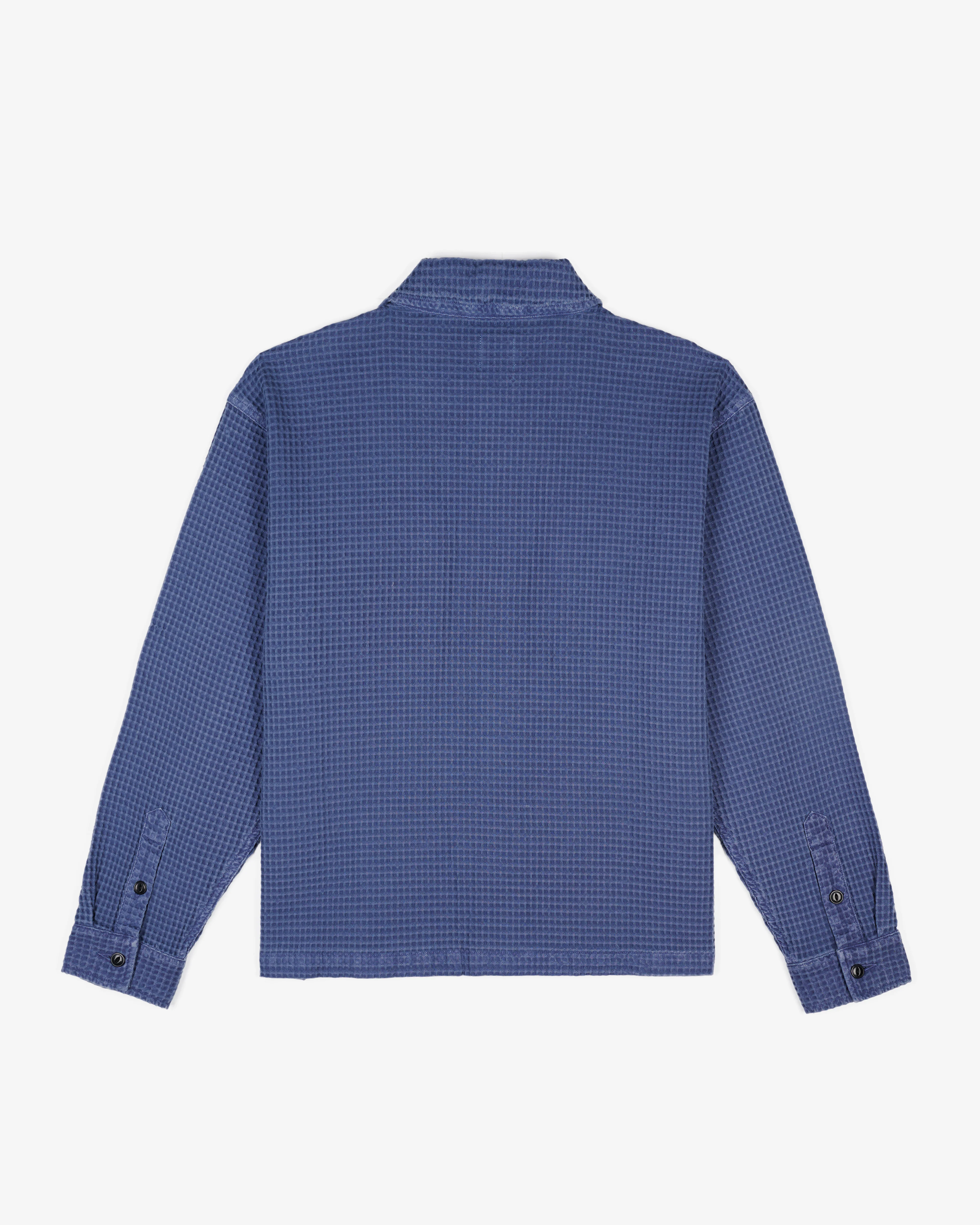 Brain Dead - Men's Waffle Button Front Shirt - (Blueberry) - Image 2
