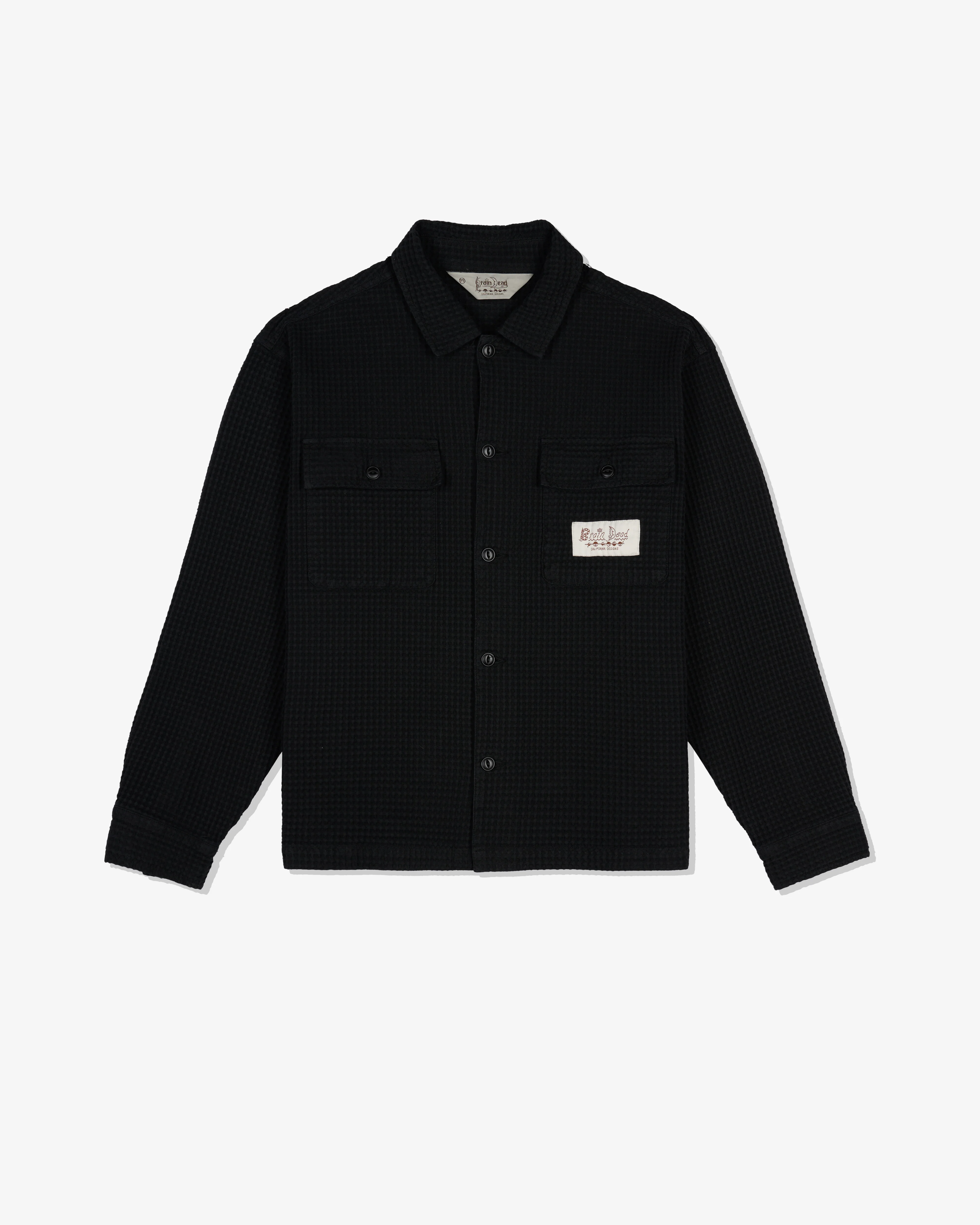 Brain Dead - Men's Waffle Button Front Shirt - (Washed Black)
