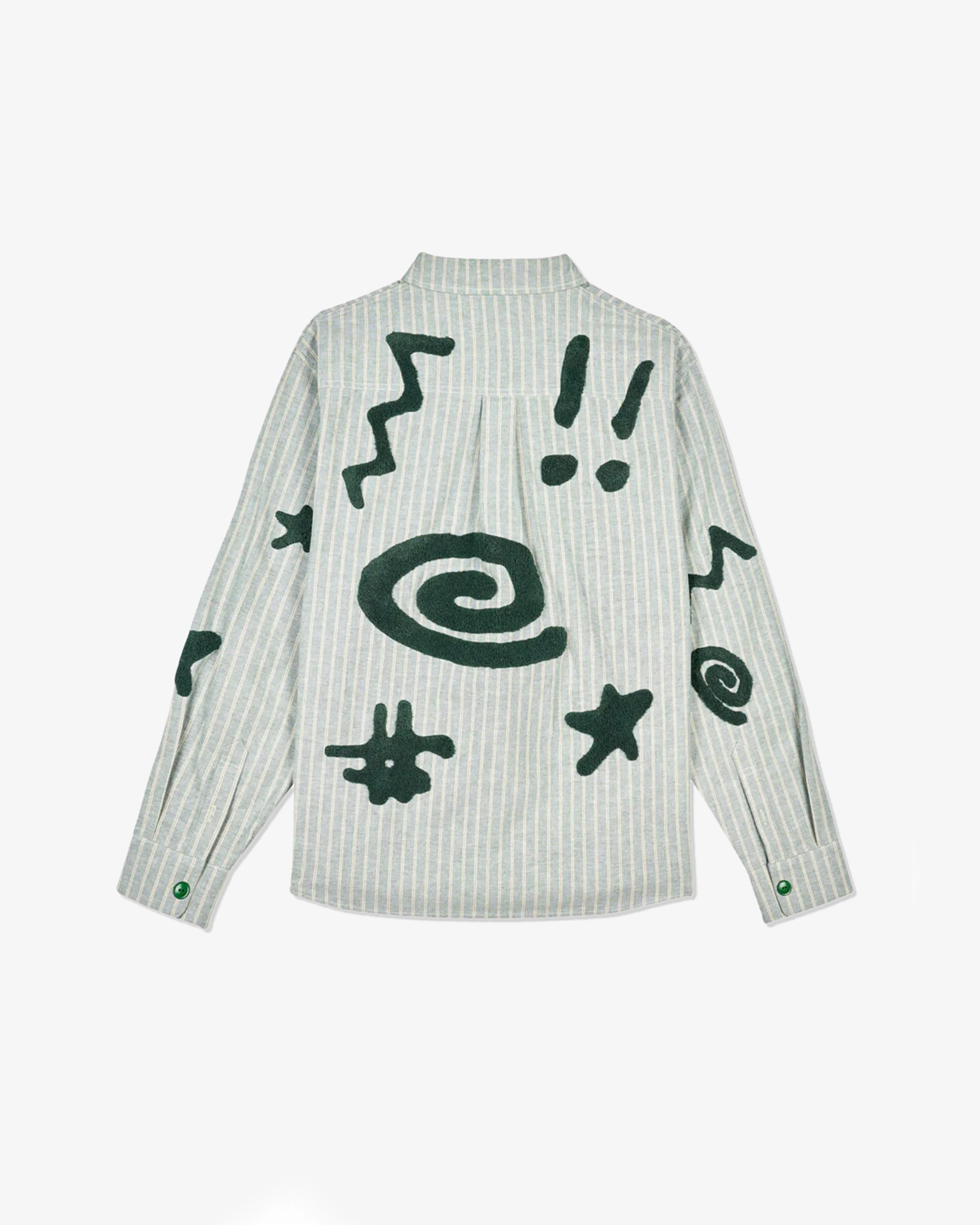 Brain Dead - Men's Striped Chenille Symbol Shirt - (Green) - Image 2