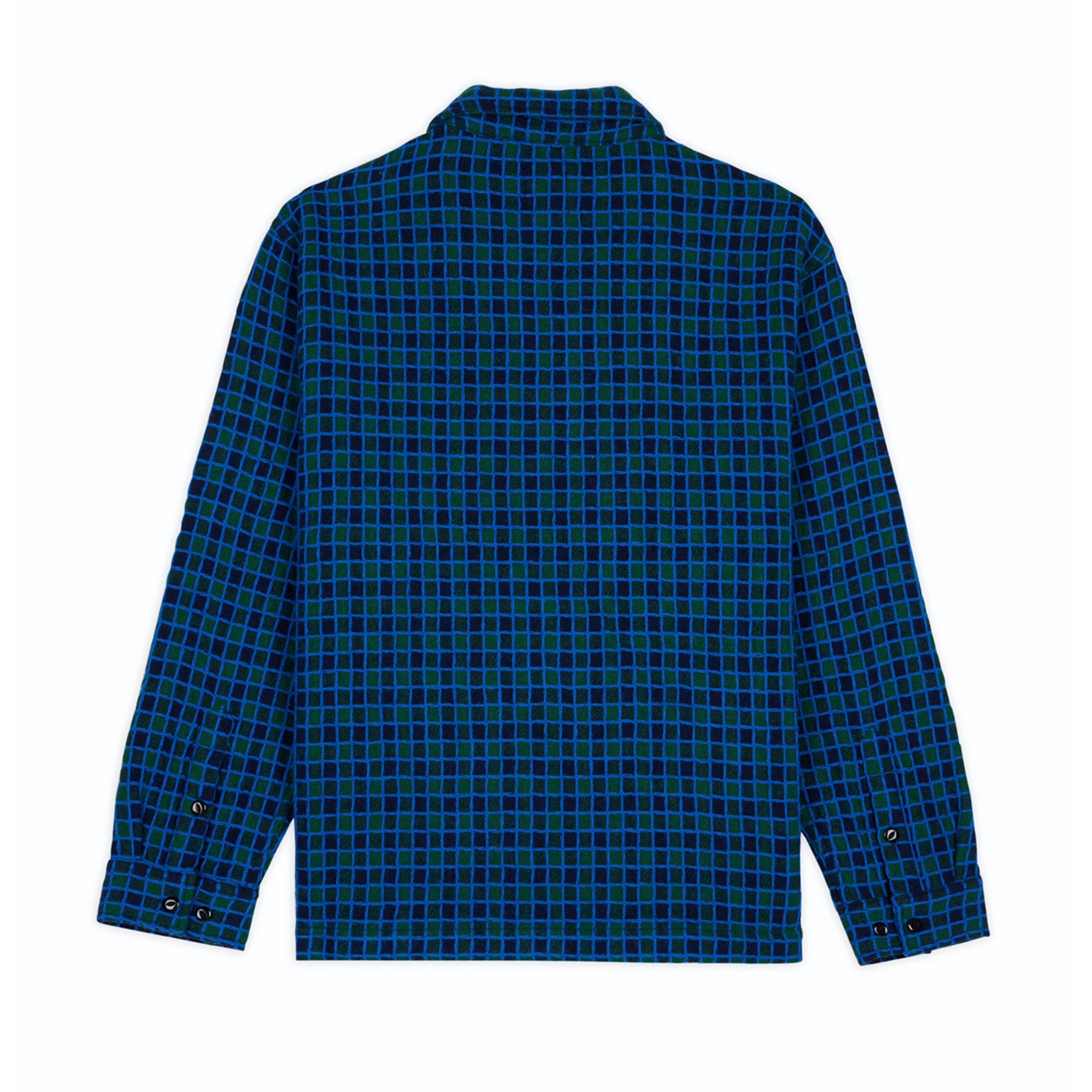 Brain Dead - Men's Check Mate Flannel Zip Shirt - (Navy) - Image 2
