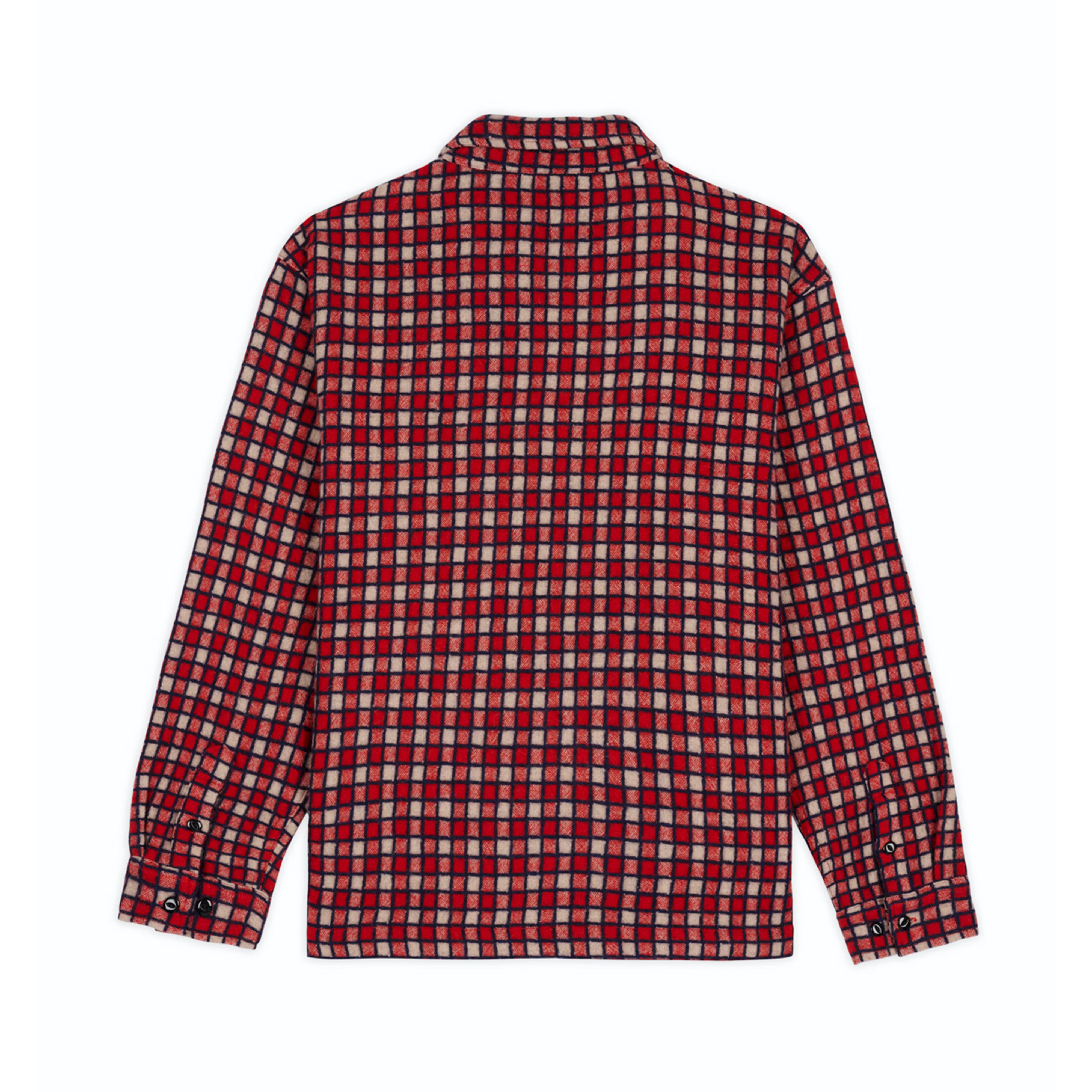 Brain Dead - Men's Check Mate Flannel Zip Shirt - (Red) - Image 2