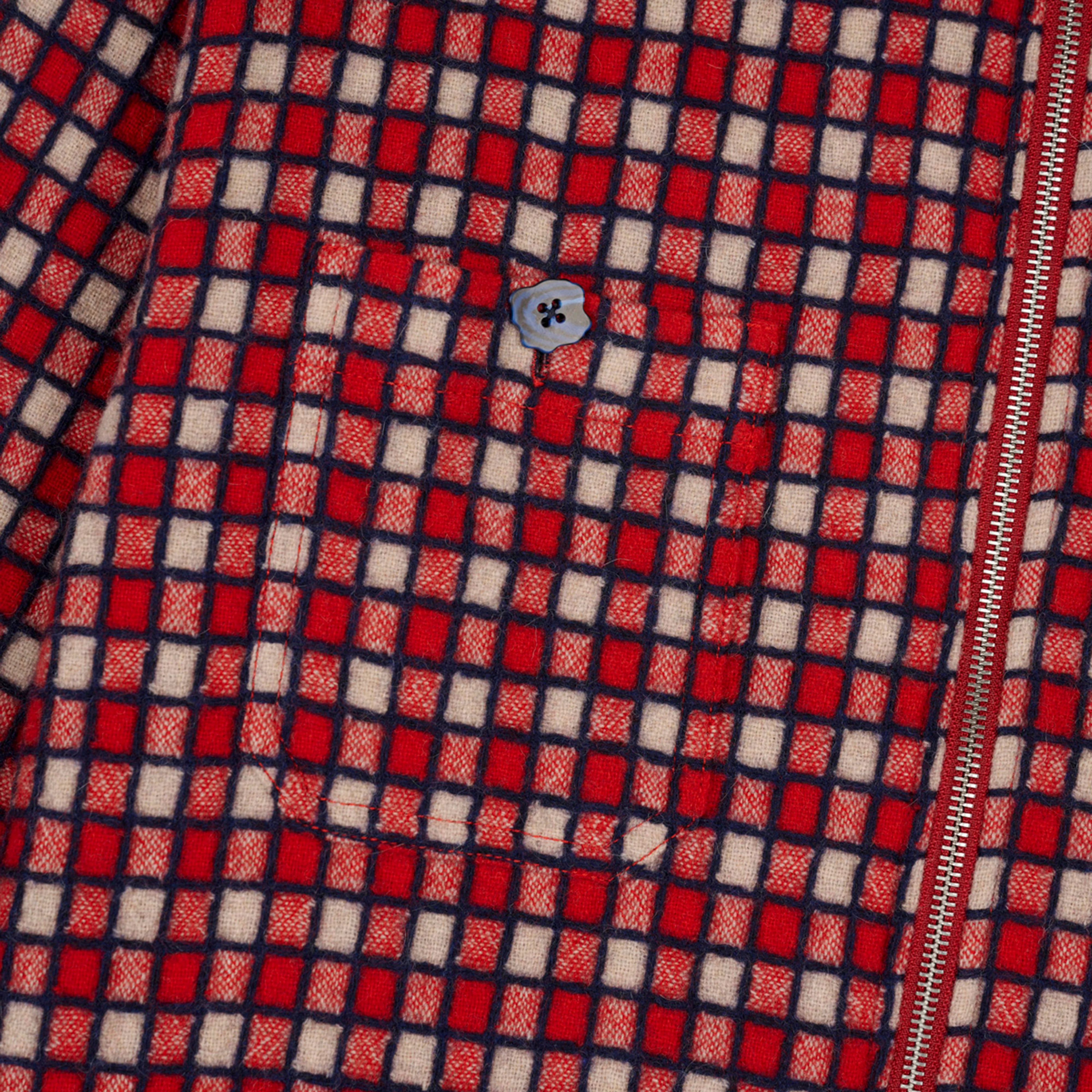 Brain Dead - Men's Check Mate Flannel Zip Shirt - (Red) - Image 3