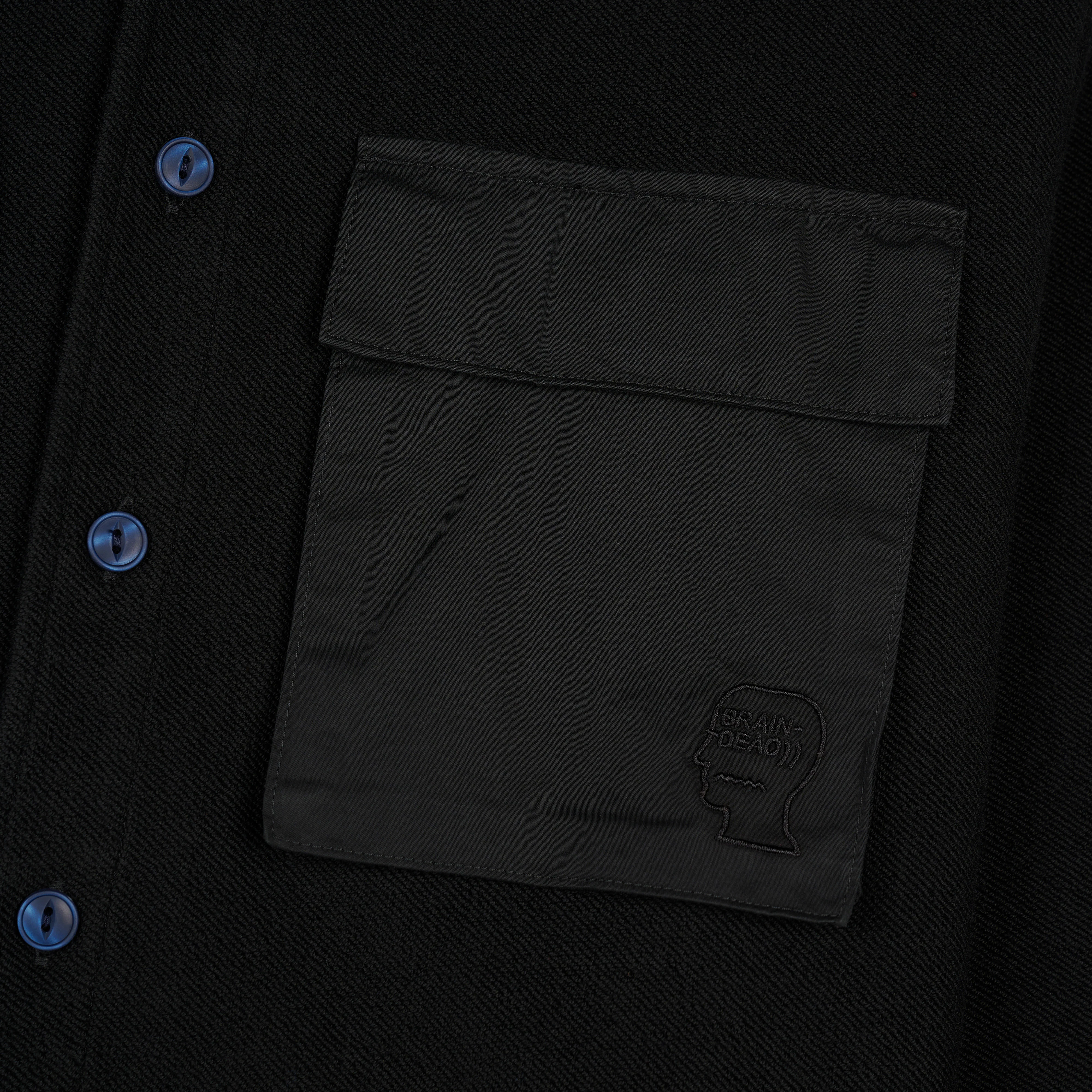 Brain Dead - Men's CPO French Terry Sateen Shirt - (Washed Black) - Image 3