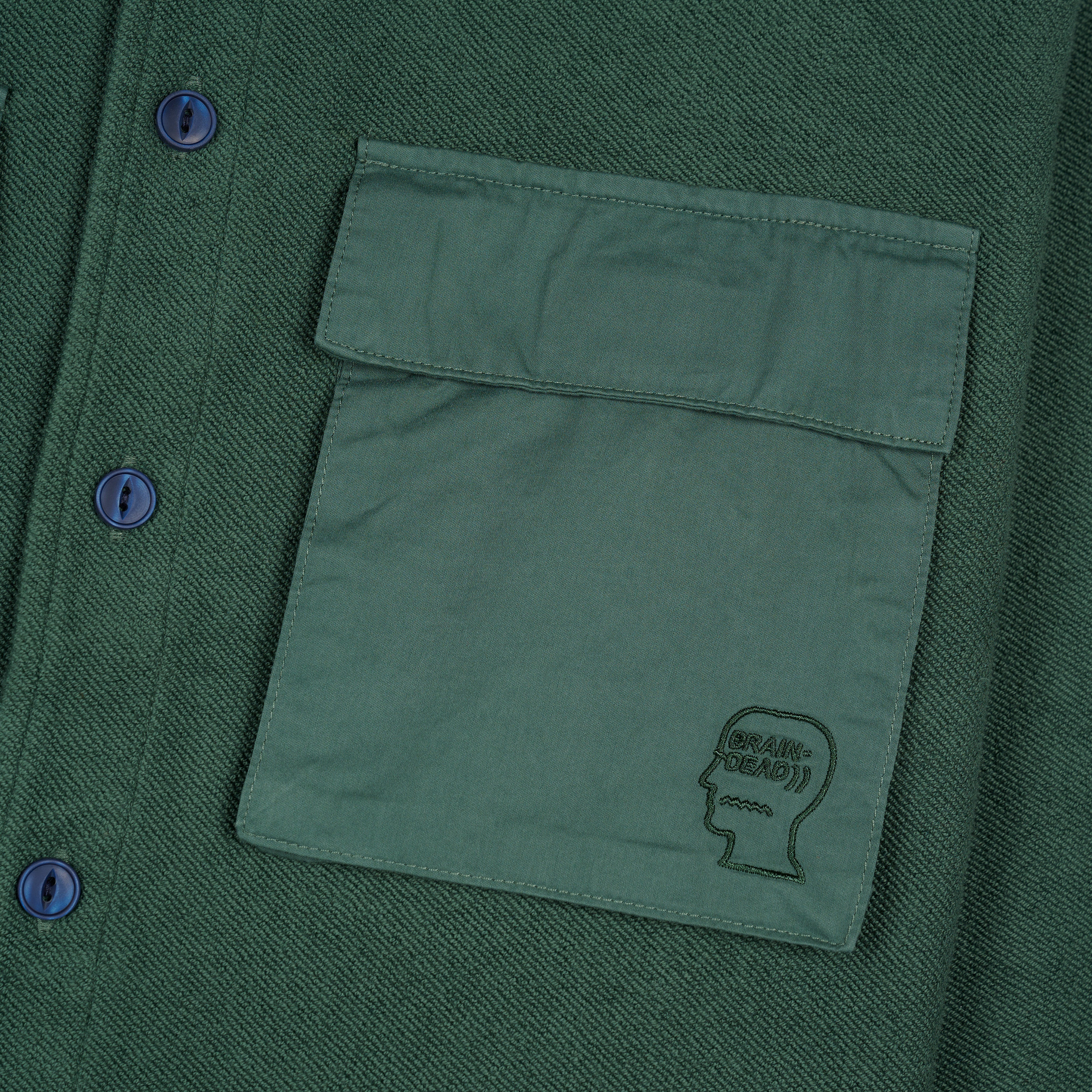 Brain Dead - Men's CPO French Terry Sateen Shirt - (Sage) - Image 3