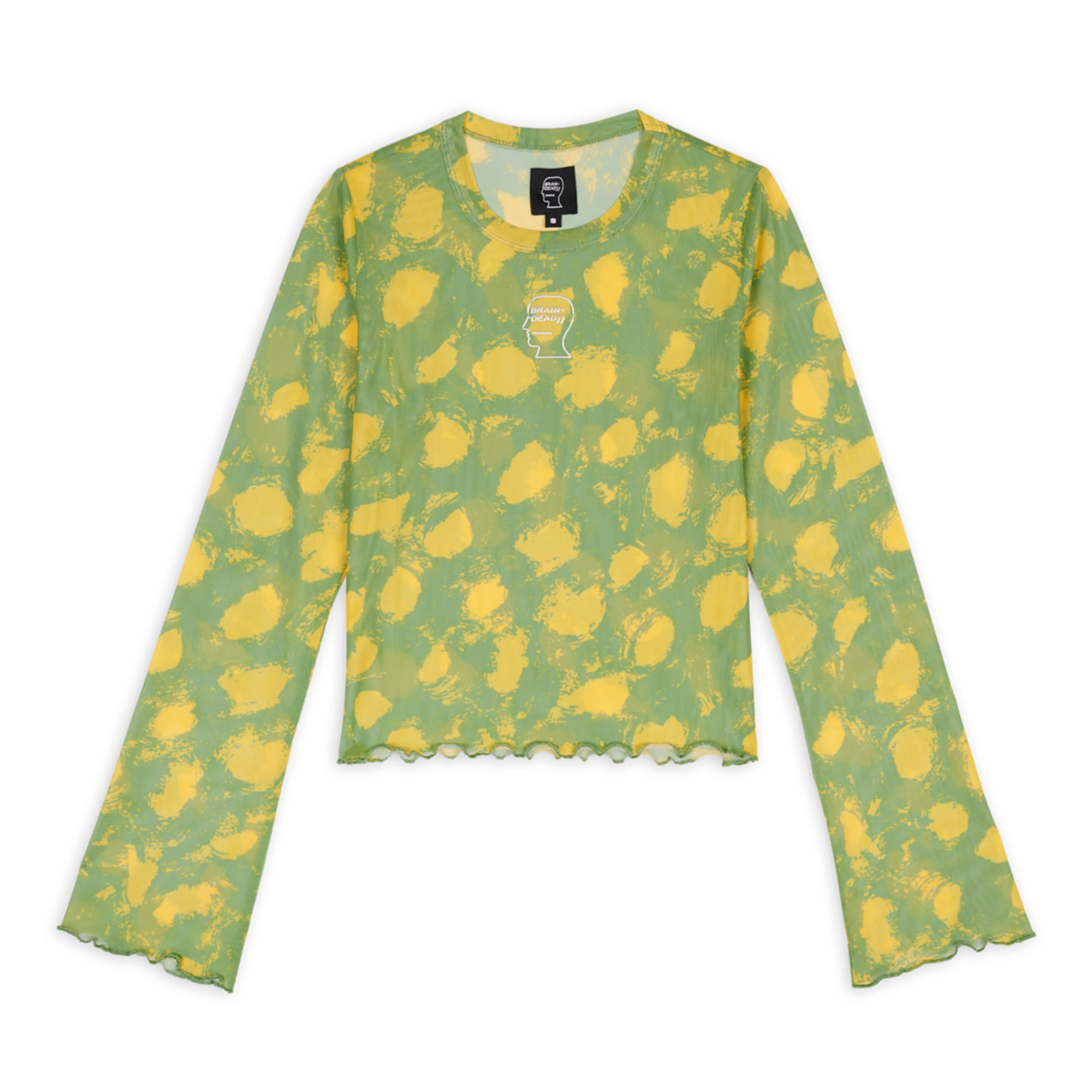 Brain Dead - Women's Dot Hyper Mesh Bell Sleeve Top - (Lime)