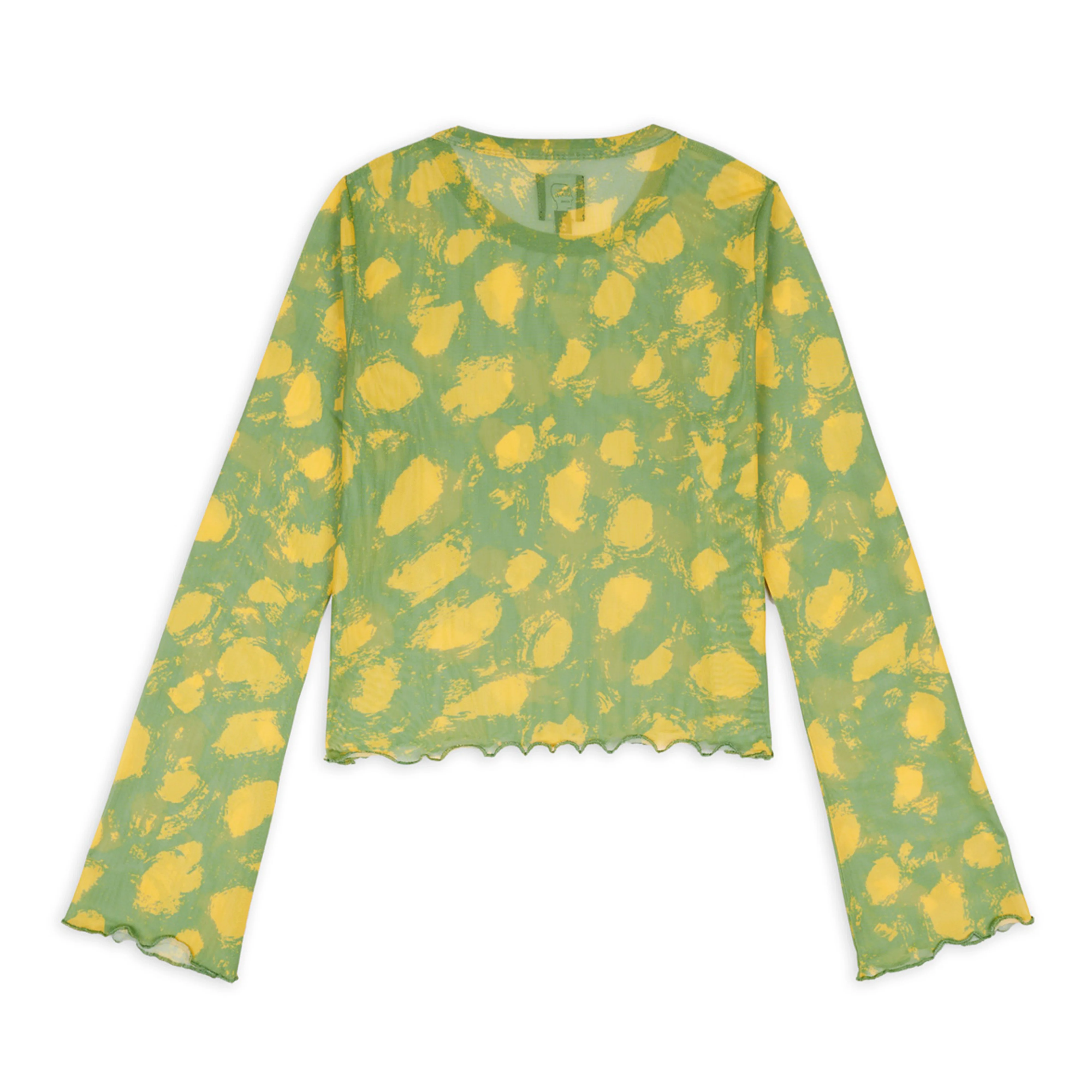 Brain Dead - Women's Dot Hyper Mesh Bell Sleeve Top - (Lime) - Image 2