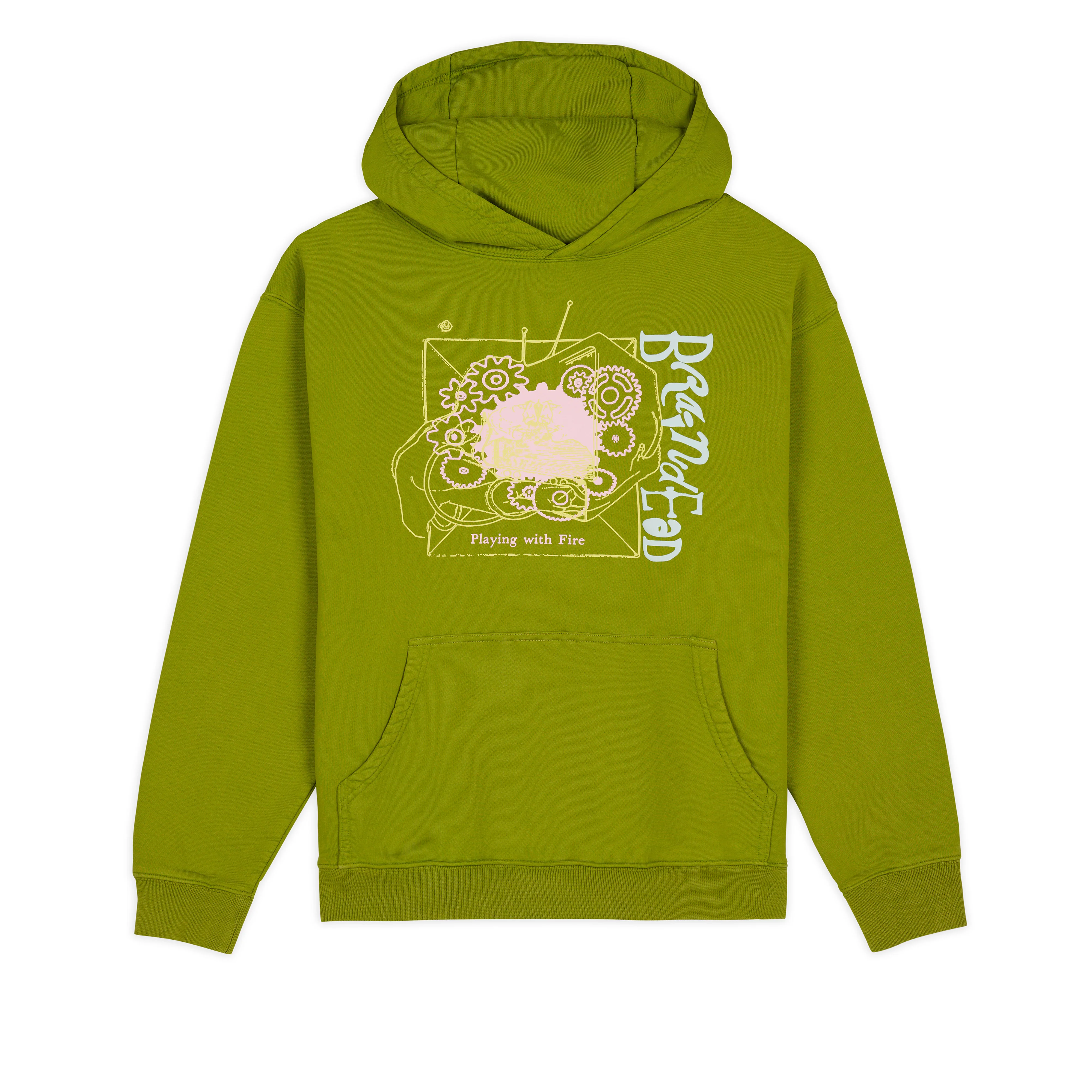 Brain Dead - Men's Playing With Fire Hoodie - (Olive)