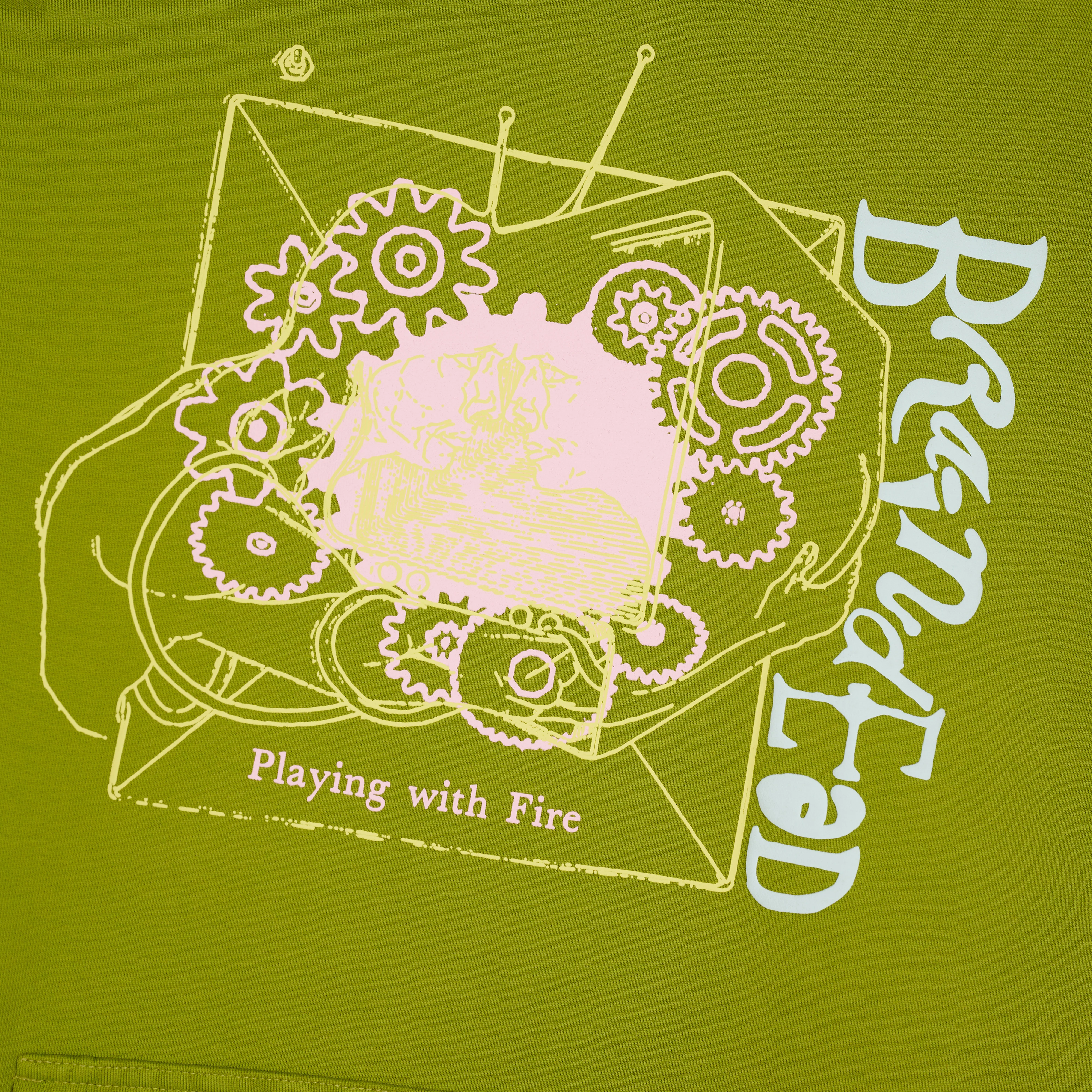 Brain Dead - Men's Playing With Fire Hoodie - (Olive) - Image 3