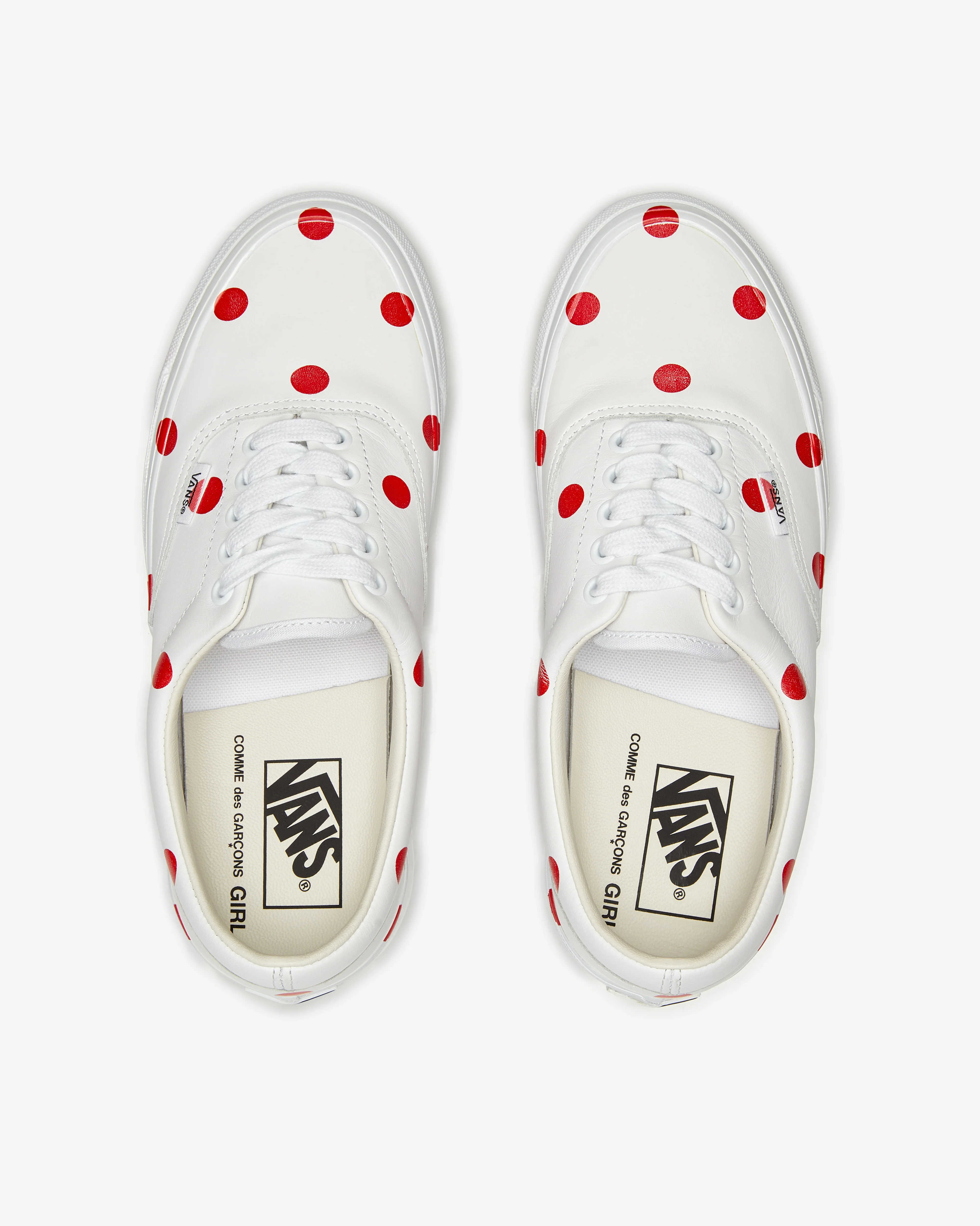 CDG Girl - Women's Vans Polka Dot Sneakers - (White/Red) - Image 6