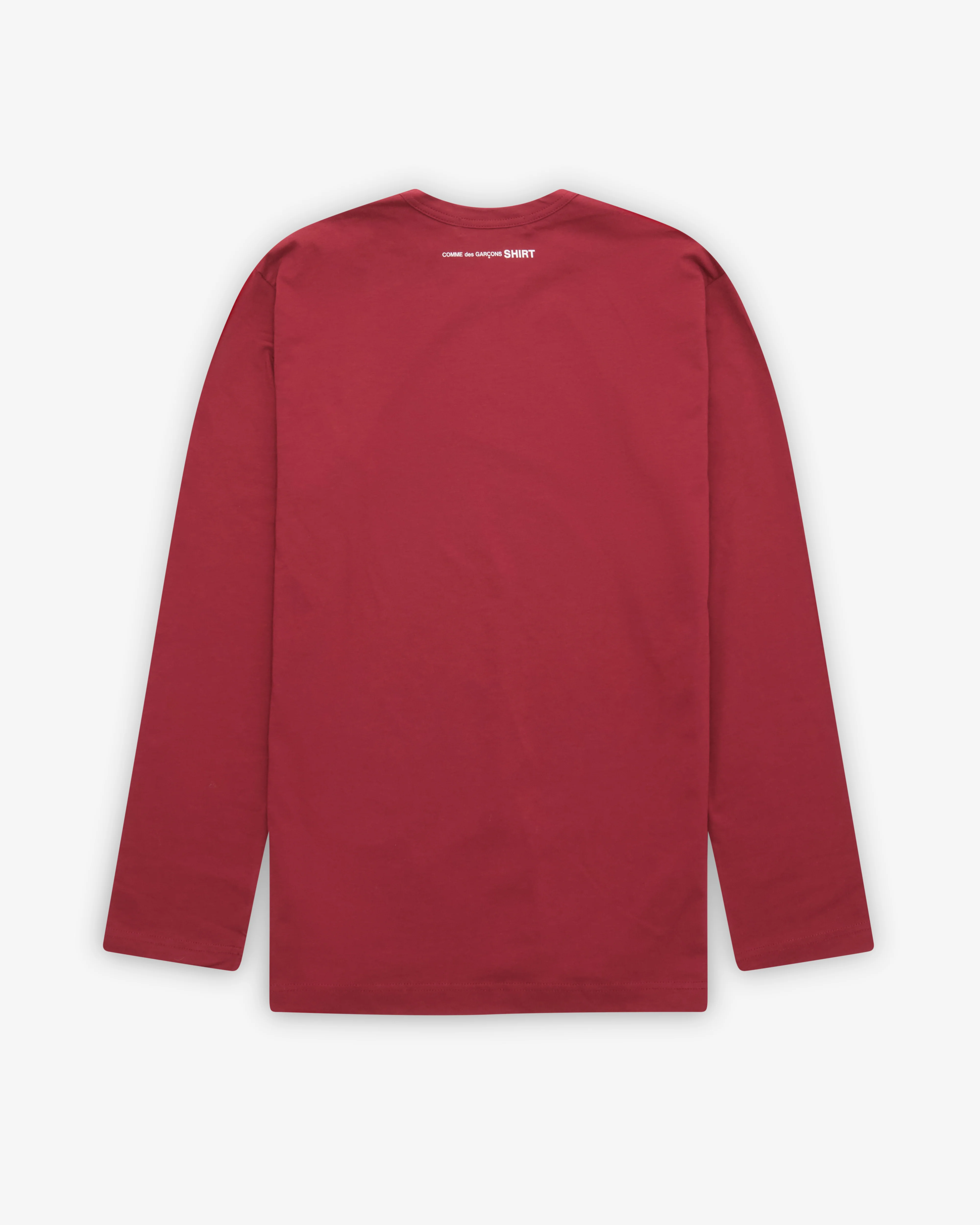 CDG Shirt - Rear Logo Long Sleeve T-Shirt - (Burgundy) - Image 2