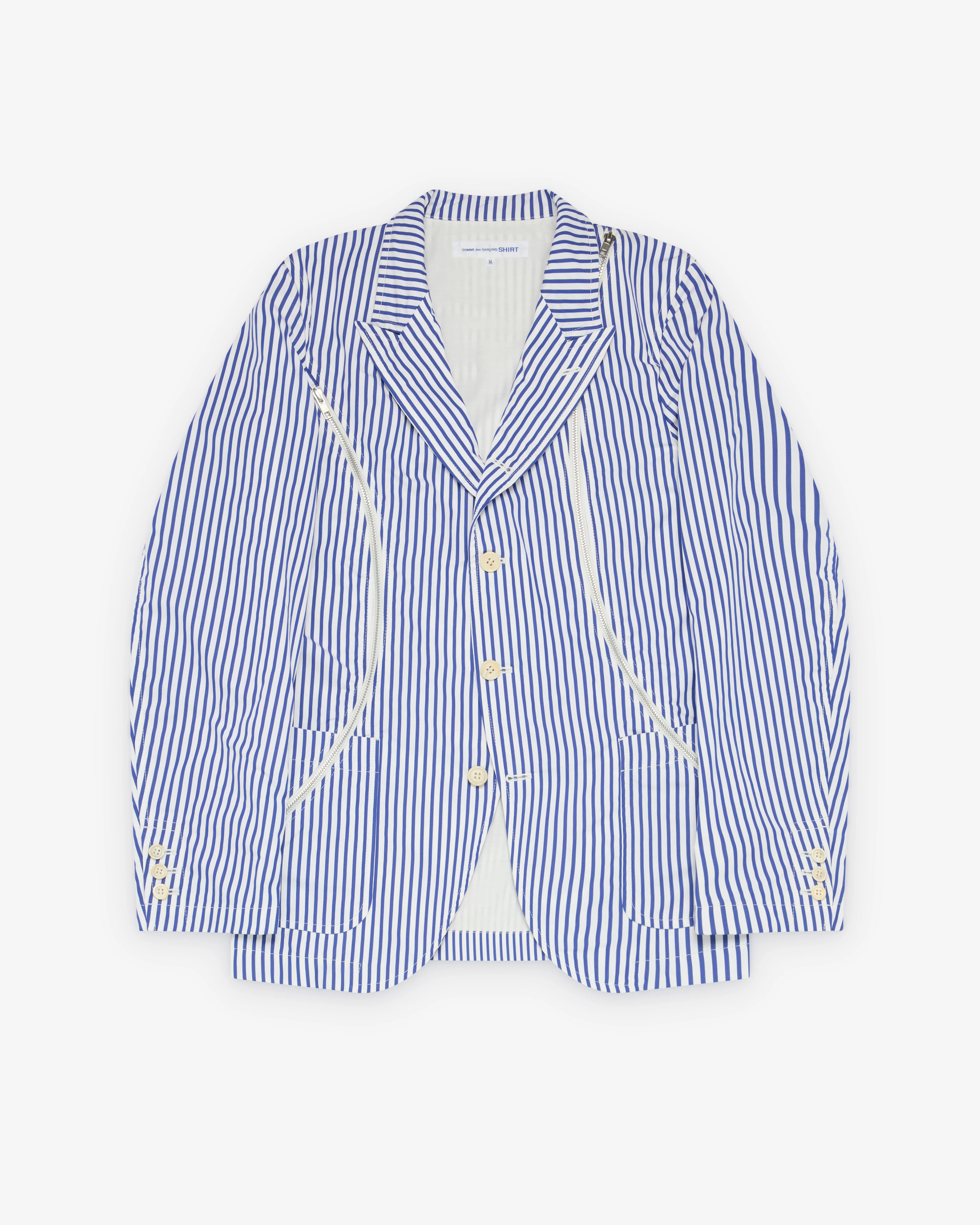 CDG Shirt - Men's Striped Zip Blazer - (Blue/White)