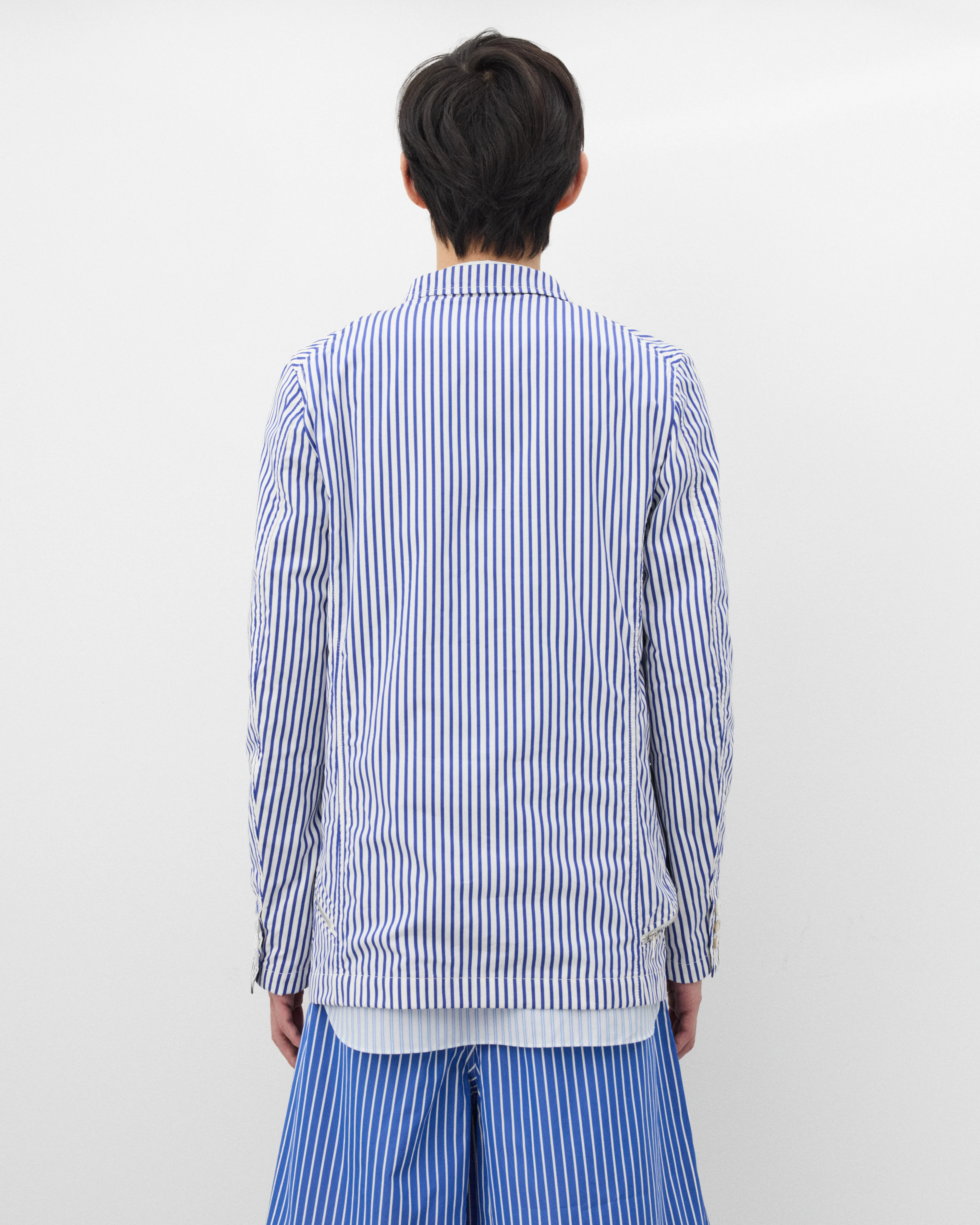 CDG Shirt - Men's Striped Zip Blazer - (Blue/White) - Image 4