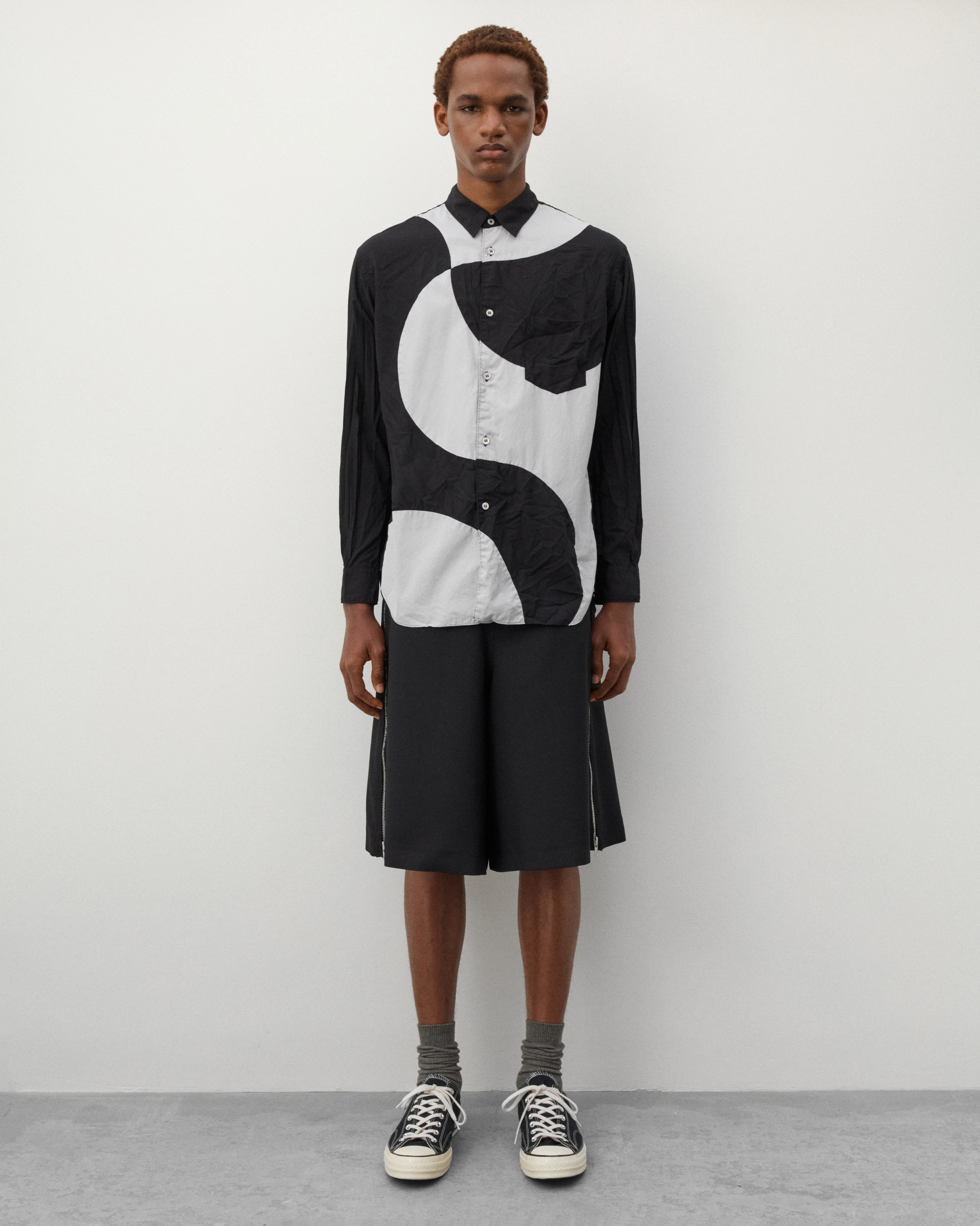 CDG Shirt - Men's Contrast Shapes Shirt - (Black/White) - Image 5