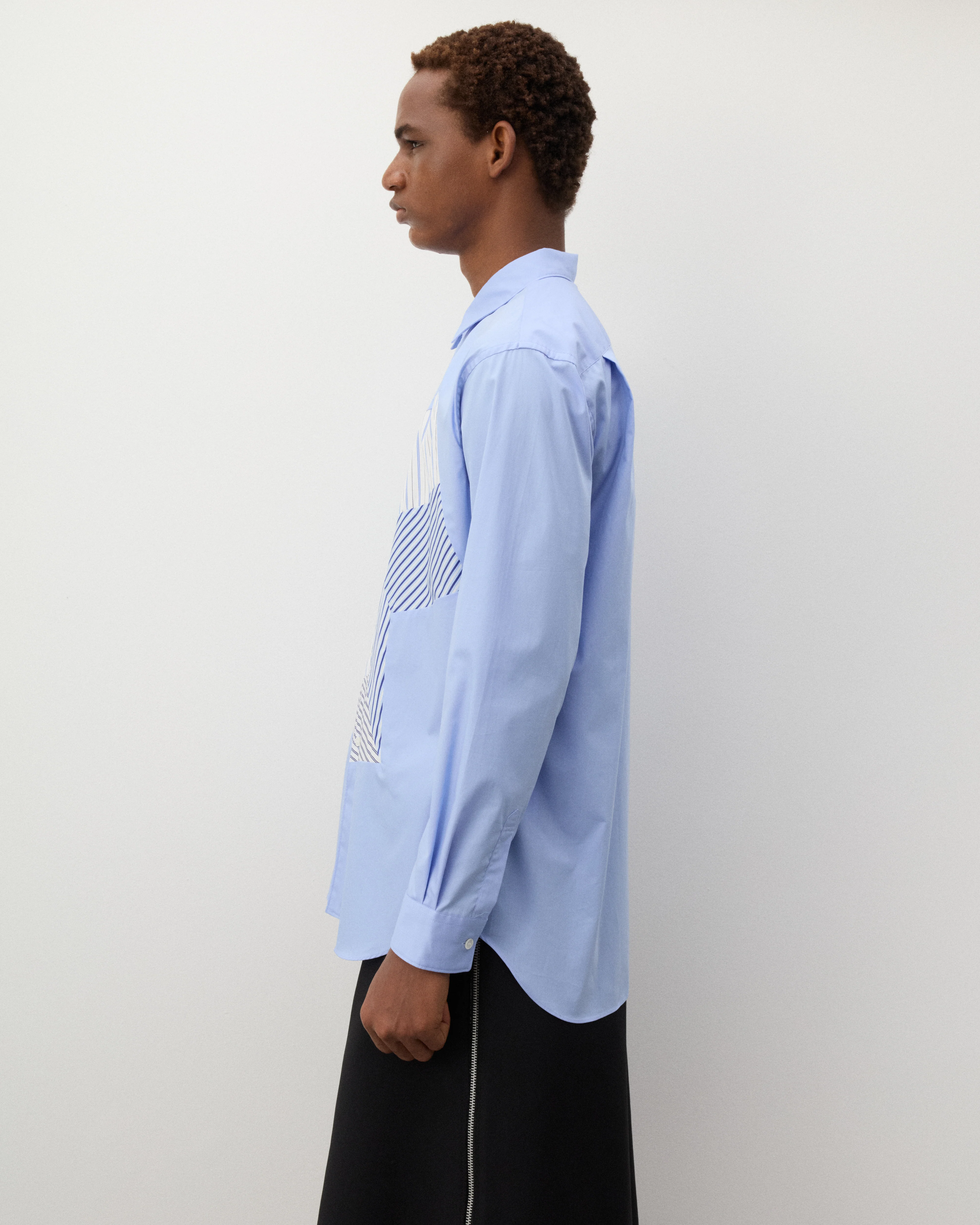 CDG Shirt - Men's Geometric Stripe Pattern Shirt - (Blue) - Image 4