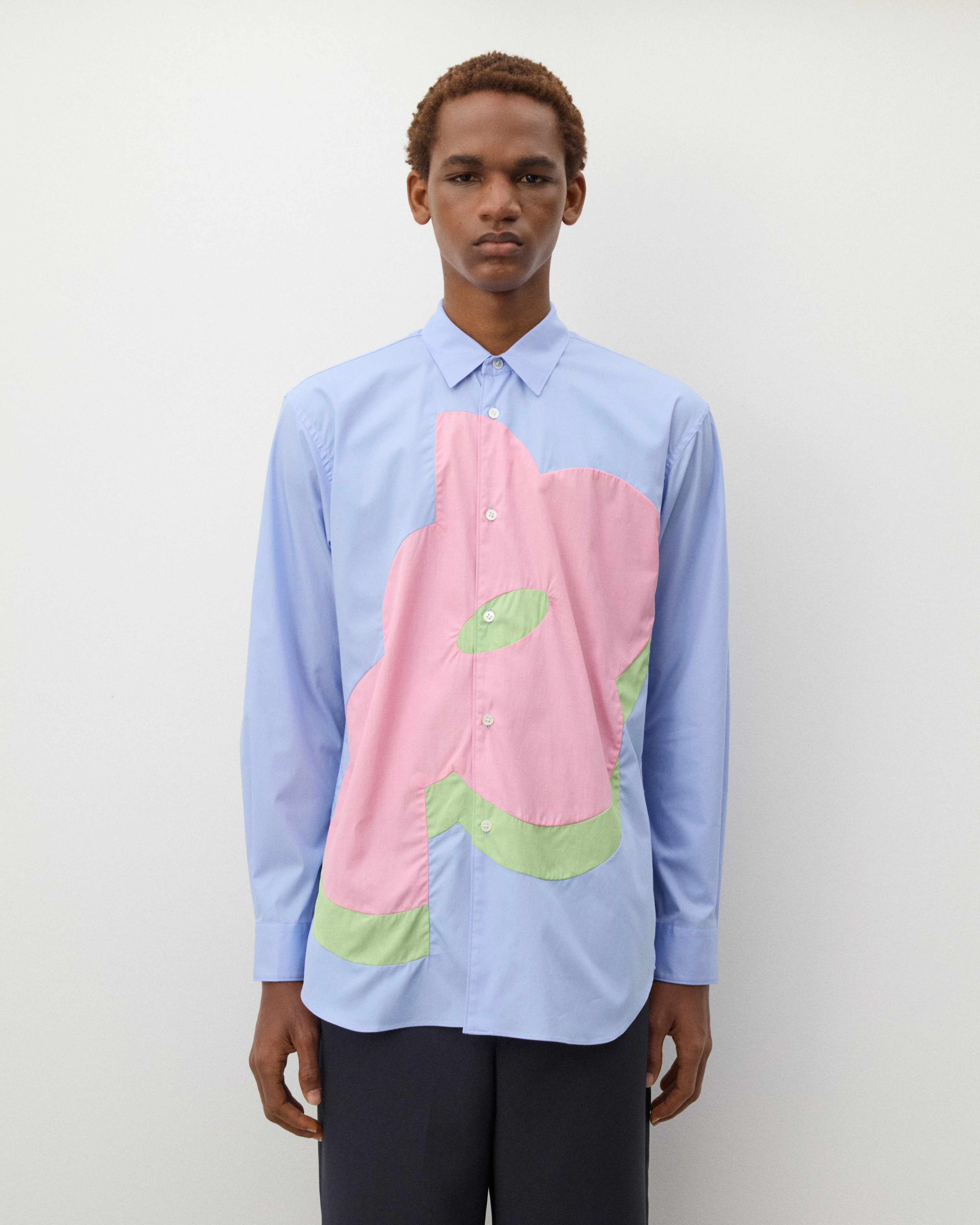 CDG Shirt - Men's Graphic Poplin Shirt - (Blue) - Image 3