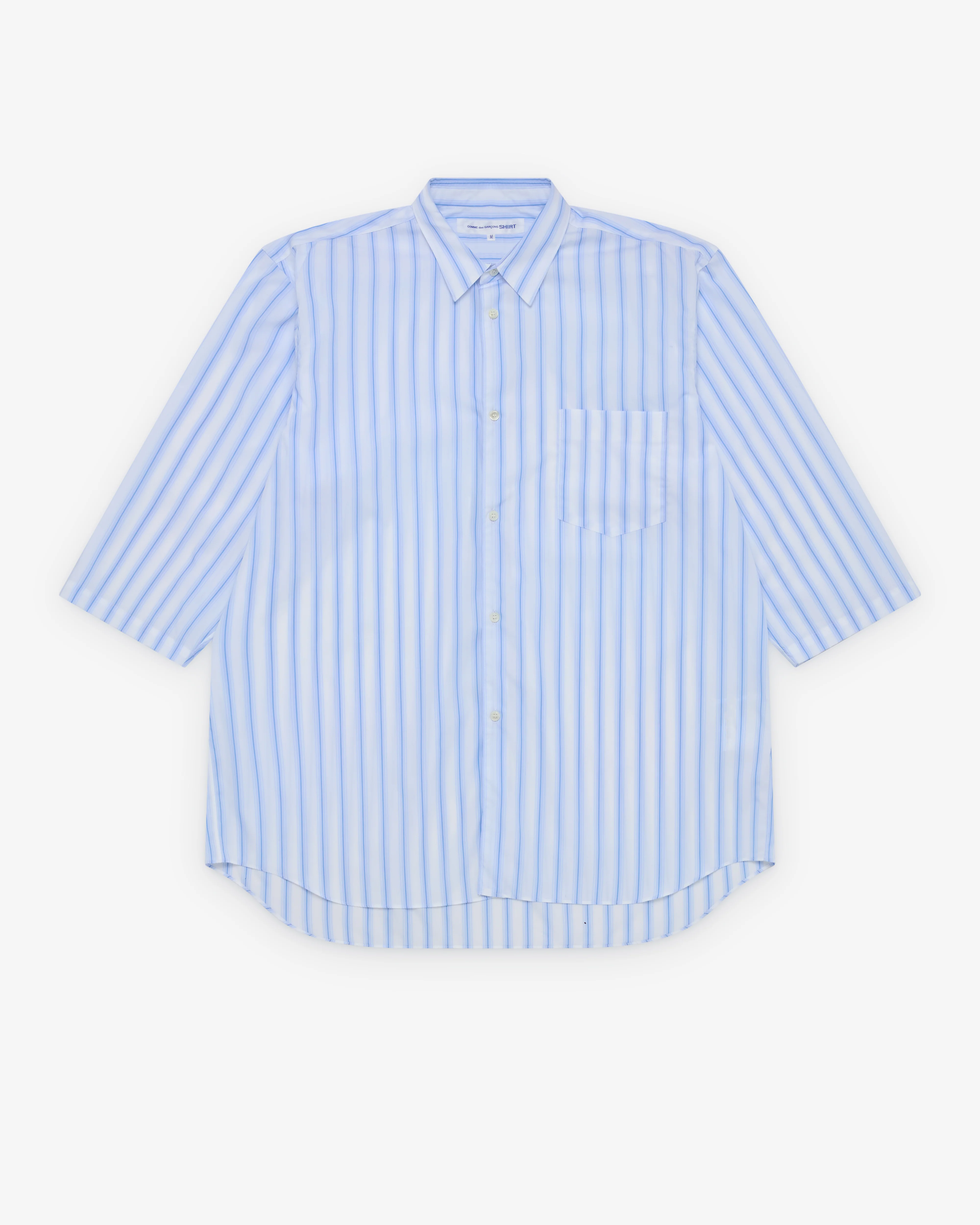 CDG Shirt - Men's Short Sleeve Striped Shirt - (Blue Stripe)