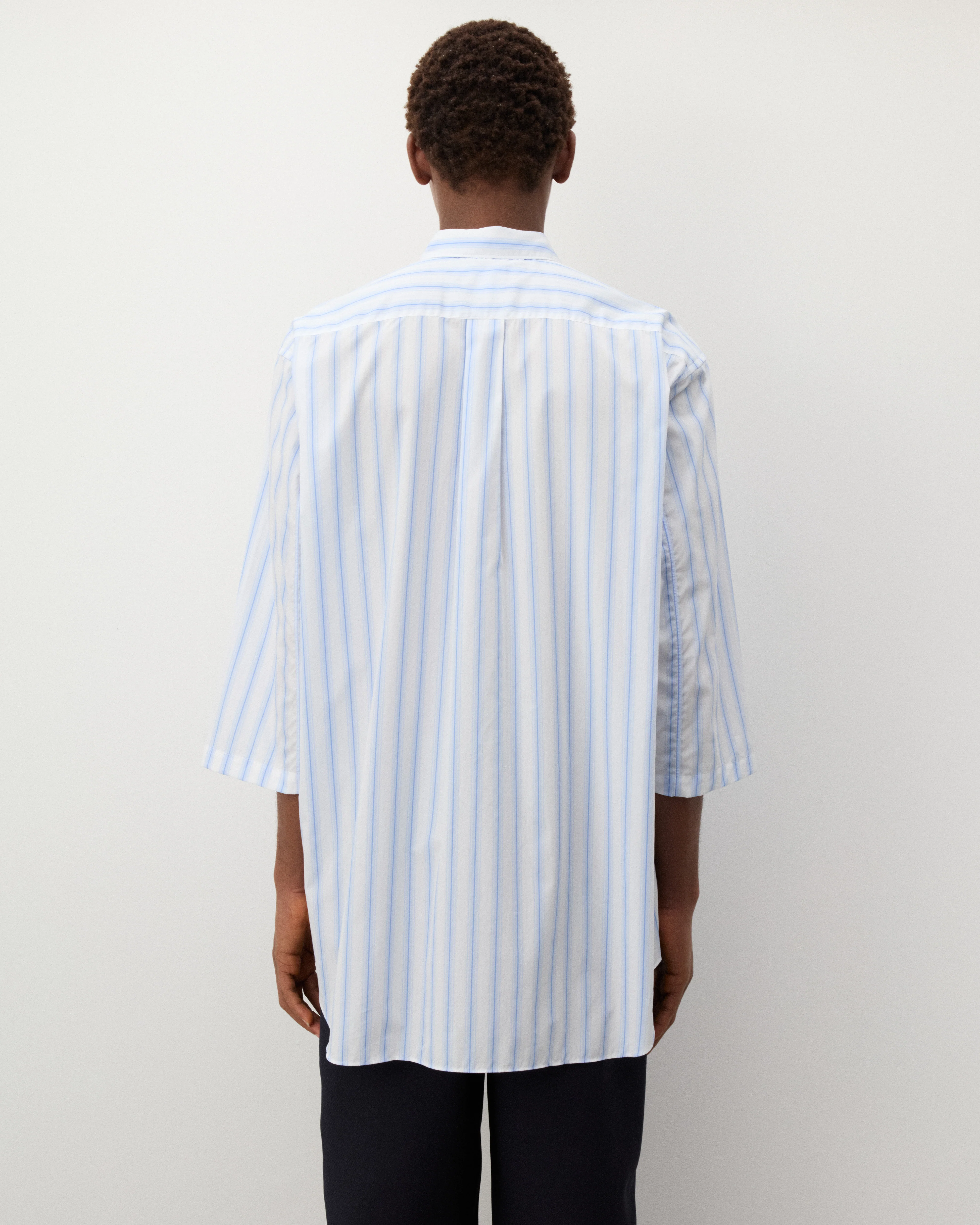 CDG Shirt - Men's Short Sleeve Striped Shirt - (Blue Stripe) - Image 5