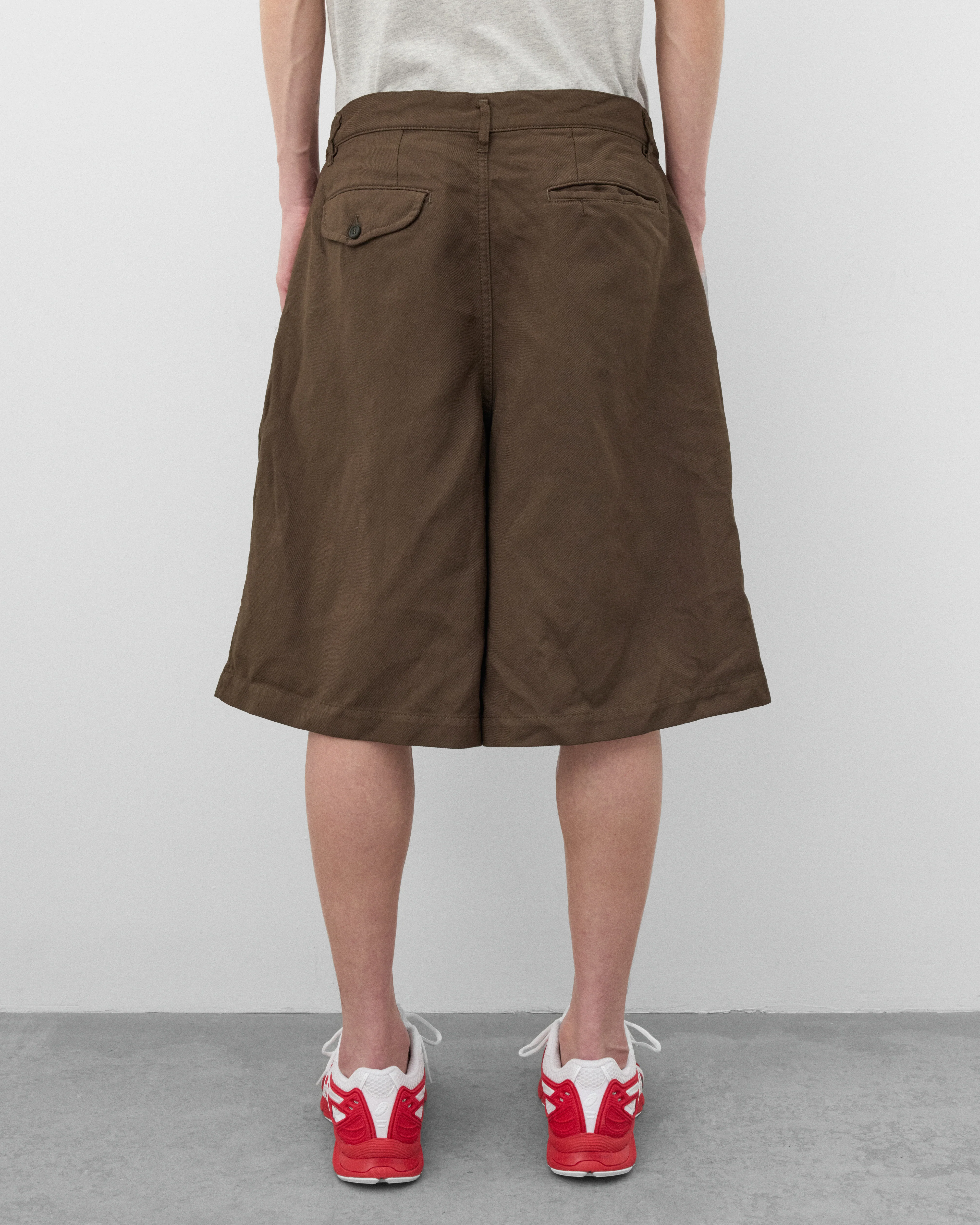 CDG Shirt - Men's Pleated Wide Leg Shorts - (Olive) - Image 5